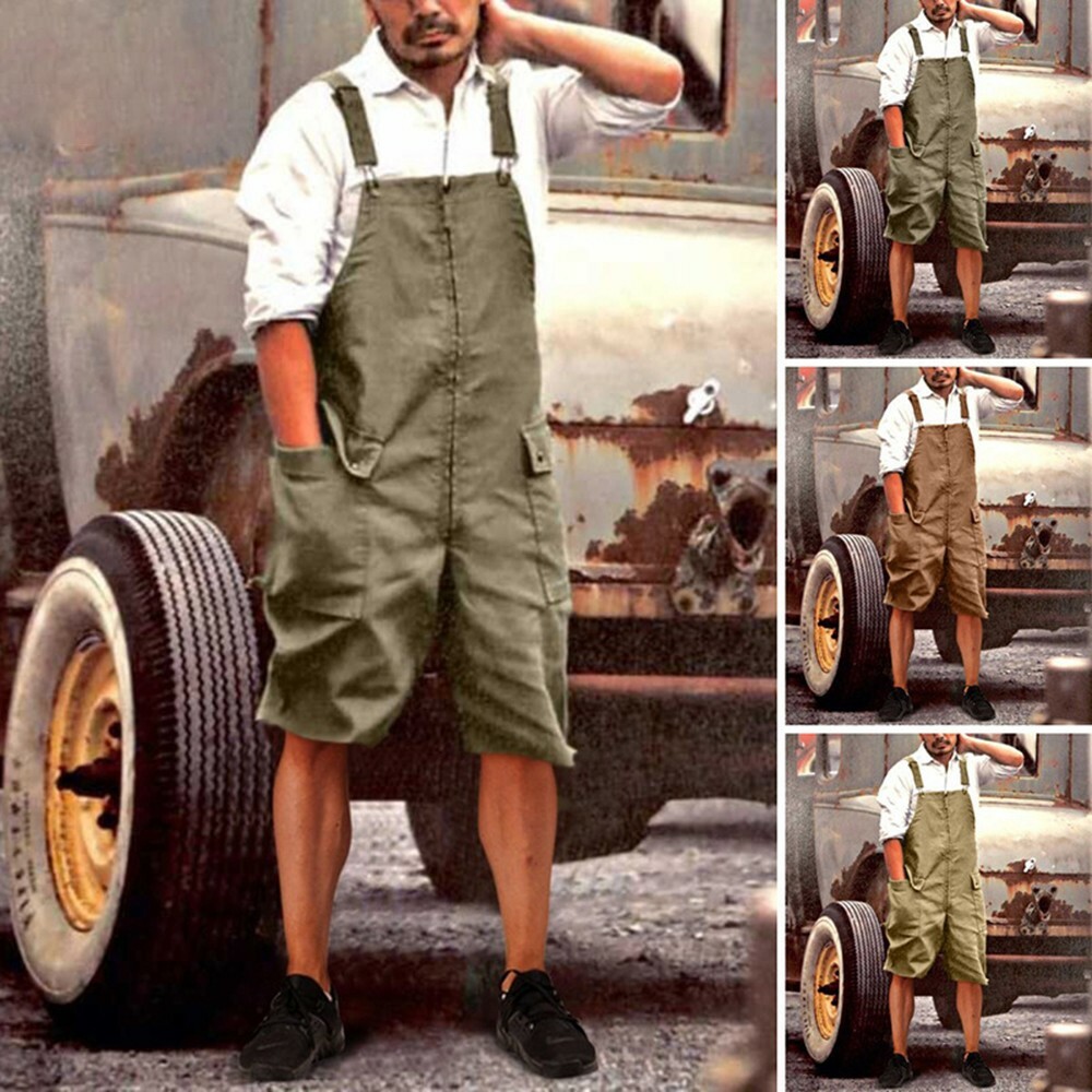 Homme Combinaisons Pantalon Bretelles pour Shorts Été Vêtements de Travail Homme Combinaisons Pantalon Bretelles pour Shorts Été Vêtements de Travail