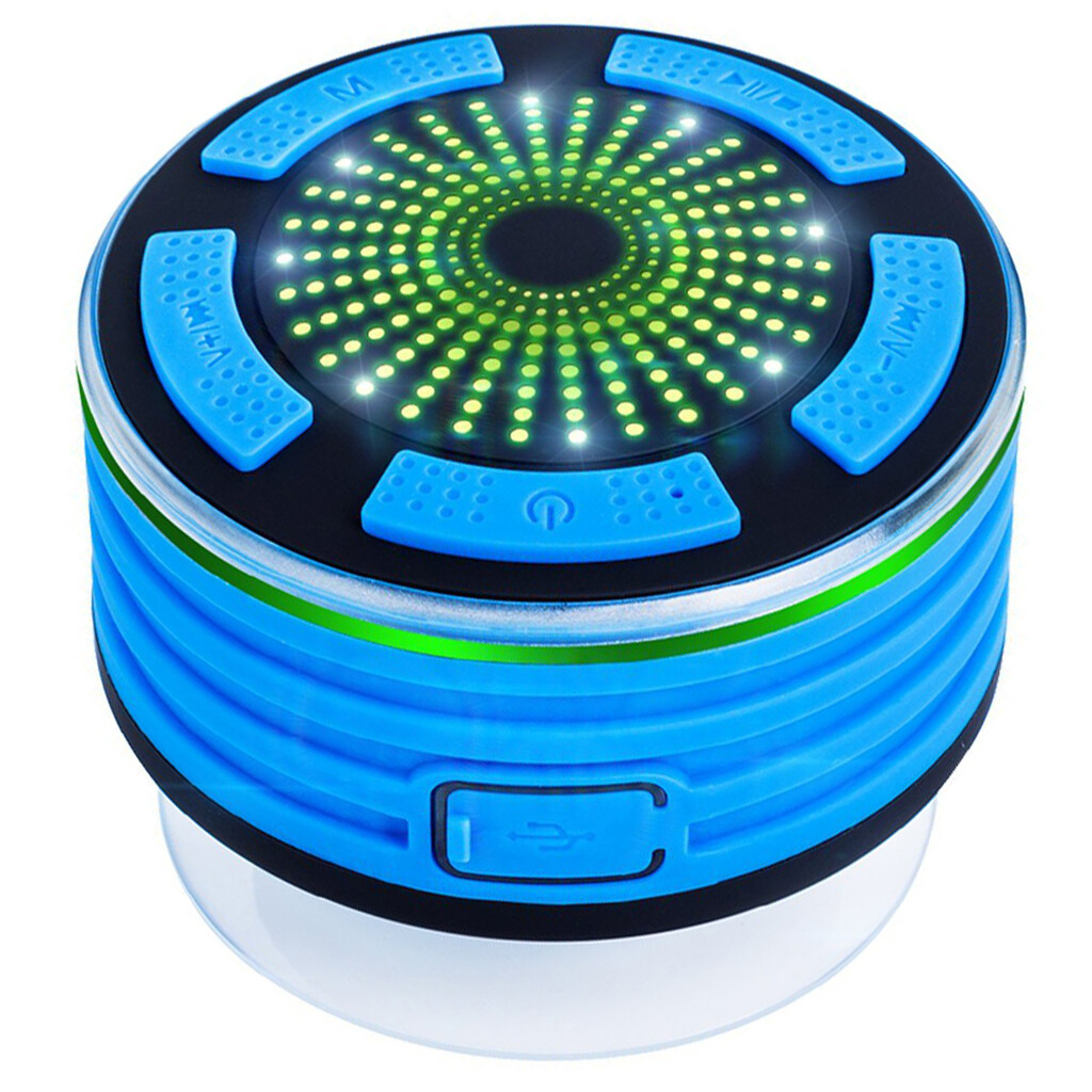 Haut-parleurs de douche portables sans fil bleu clair Haut-parleurs de douche portables sans fil bleu clair