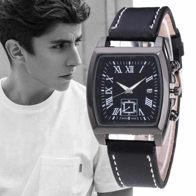 Montre Homme Chic Date Cuir Bracelet Acier Inoxydable Imperméable Neuf France Montre Homme Chic Date Cuir Bracelet Acier Inoxydable Imperméable Neuf France