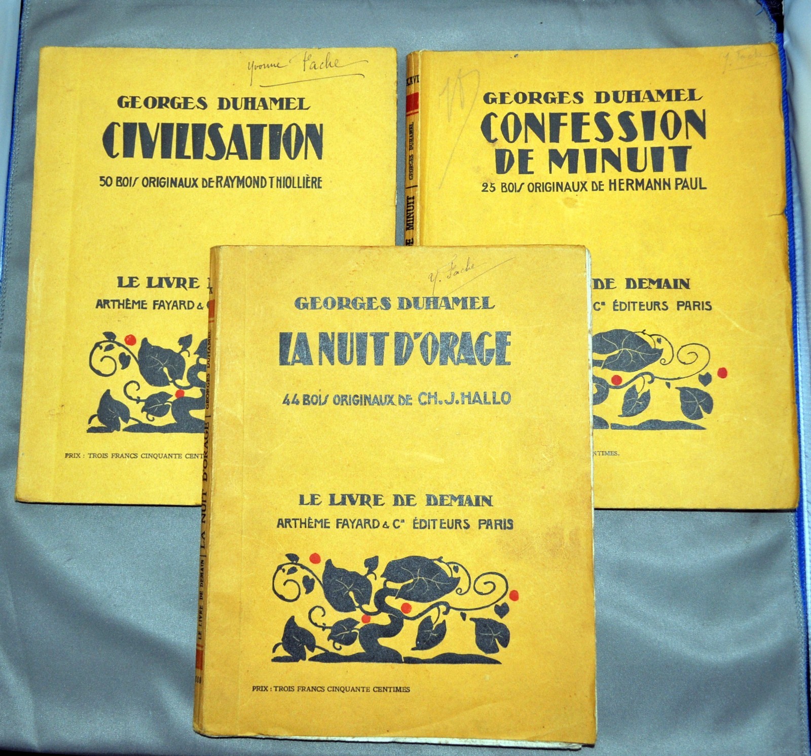 Collection le Livre de Demain 3 volumes de G. DUHAMEL Années 30 Collection le Livre de Demain 3 volumes de G. DUHAMEL Années 30