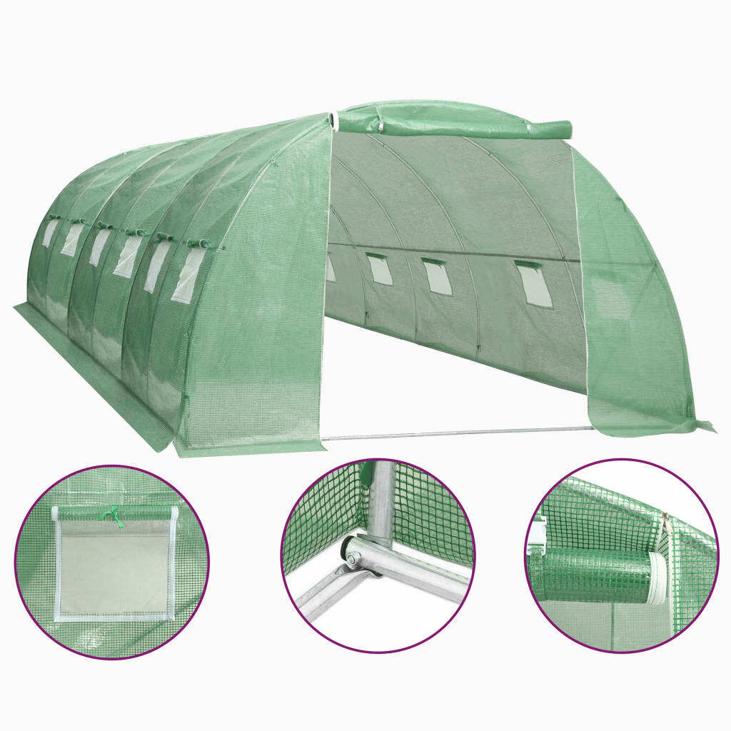 vidaXL Serre 24 m² 6x4x2 m Vert Acier Galvanisé Abri de Plantes Fleurs Jardin