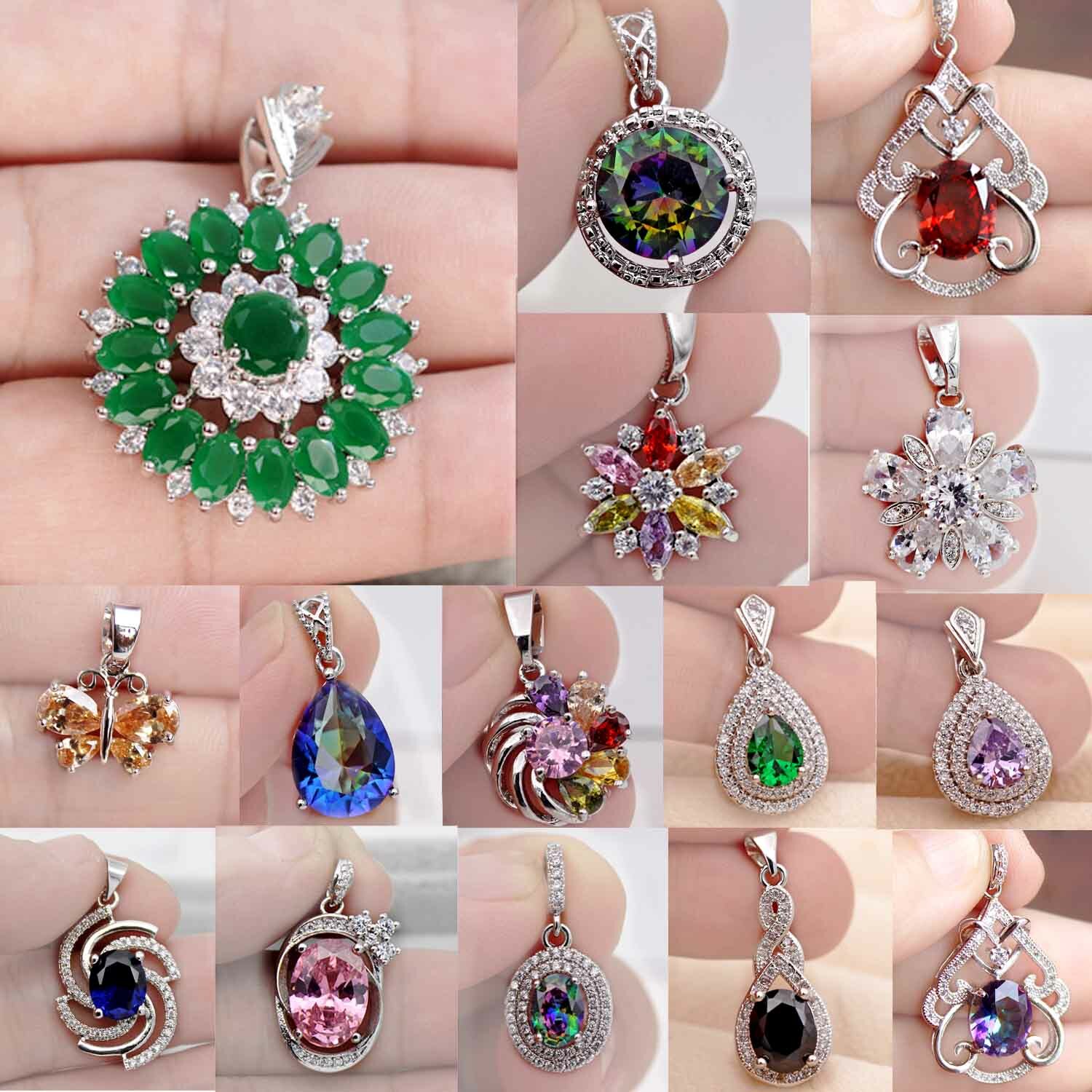 pendentif or blanc 18 carats ancien pierre zircon Femme Bijoux Fantaisie Cadeau pendentif or blanc 18 carats ancien pierre zircon Femme Bijoux Fantaisie Cadeau