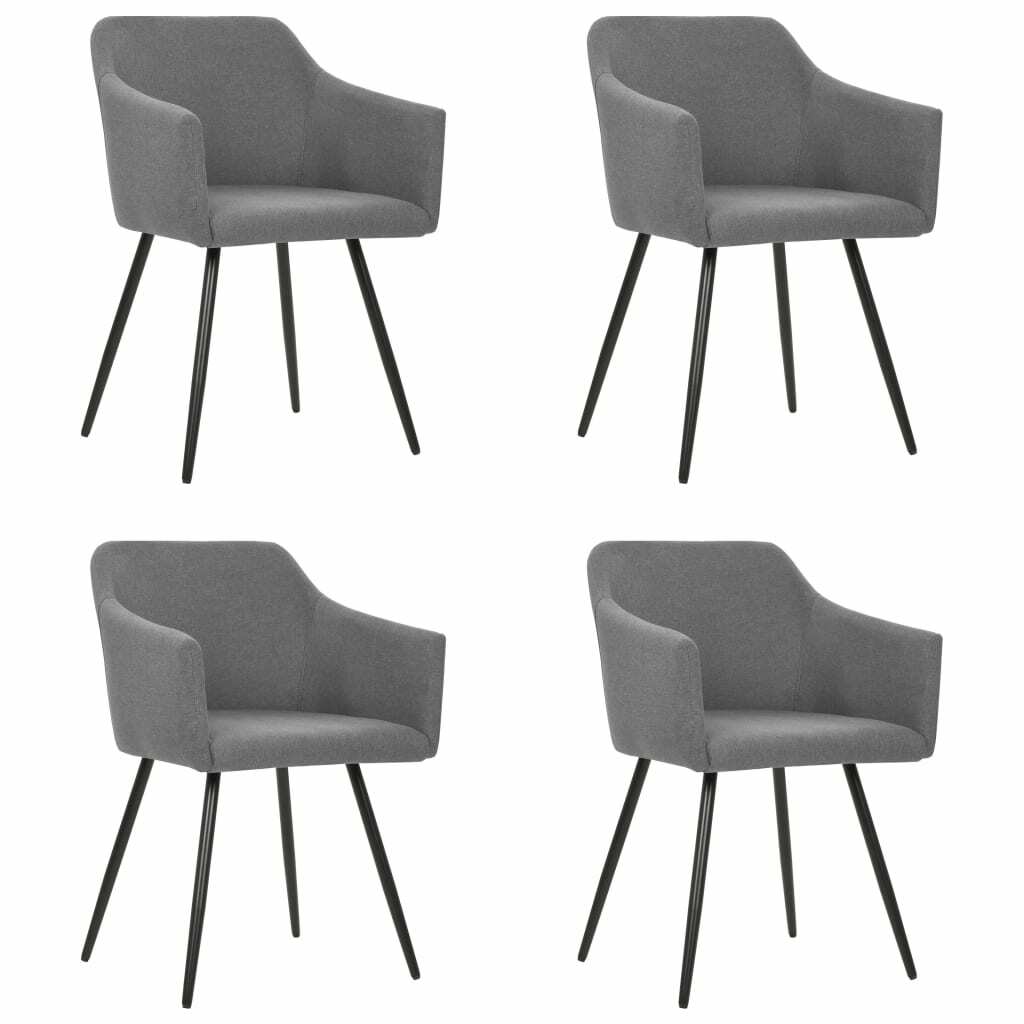 vidaXL 4x Chaises de Salle à Manger Gris Clair Tissu Dîner Repas Cuisine vidaXL 4x Chaises de Salle à Manger Gris Clair Tissu Dîner Repas Cuisine