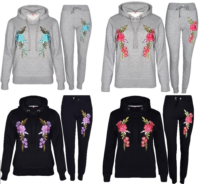 Neuf pour Femmes Rose Brodé Fleur Salon Vêtement Survêtement Cadeau 2pc S-XL Neuf pour Femmes Rose Brodé Fleur Salon Vêtement Survêtement Cadeau 2pc S-XL