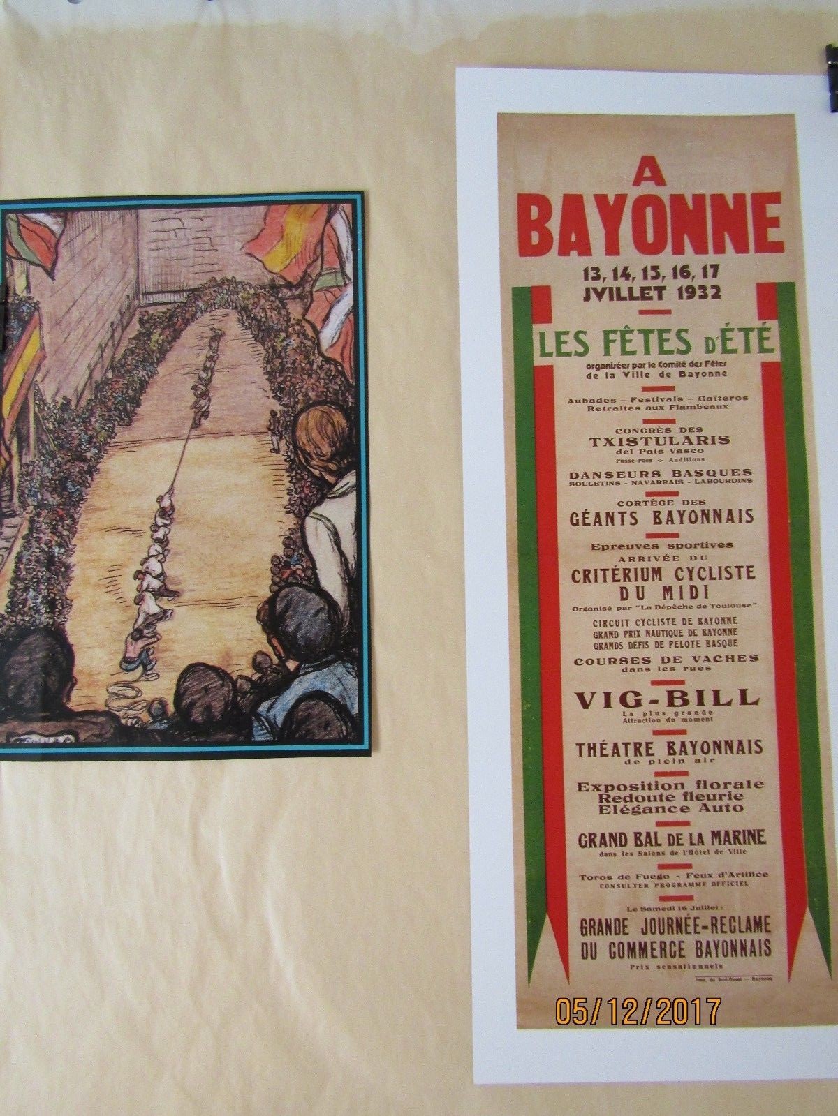 Affiche des fêtes de BAYONNE 1932- 2 affiches Affiche des fêtes de BAYONNE 1932- 2 affiches