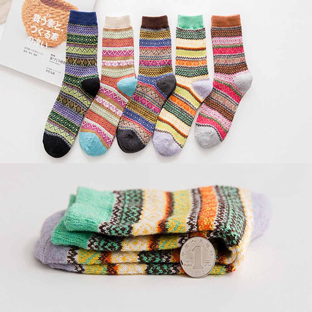 5 Paires Femme Fille Chaussettes Rayé Coloré Socquettes Sock Tricot Epais Cadeau 5 Paires Femme Fille Chaussettes Rayé Coloré Socquettes Sock Tricot Epais Cadeau