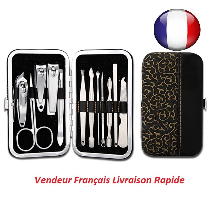 Set-Trousse-Manucure-12-Pieces-Pedicure-Manicure-Kit-Coupe-Ongles-Pince-comedon Set-Trousse-Manucure-12-Pieces-Pedicure-Manicure-Kit-Coupe-Ongles-Pince-comedon