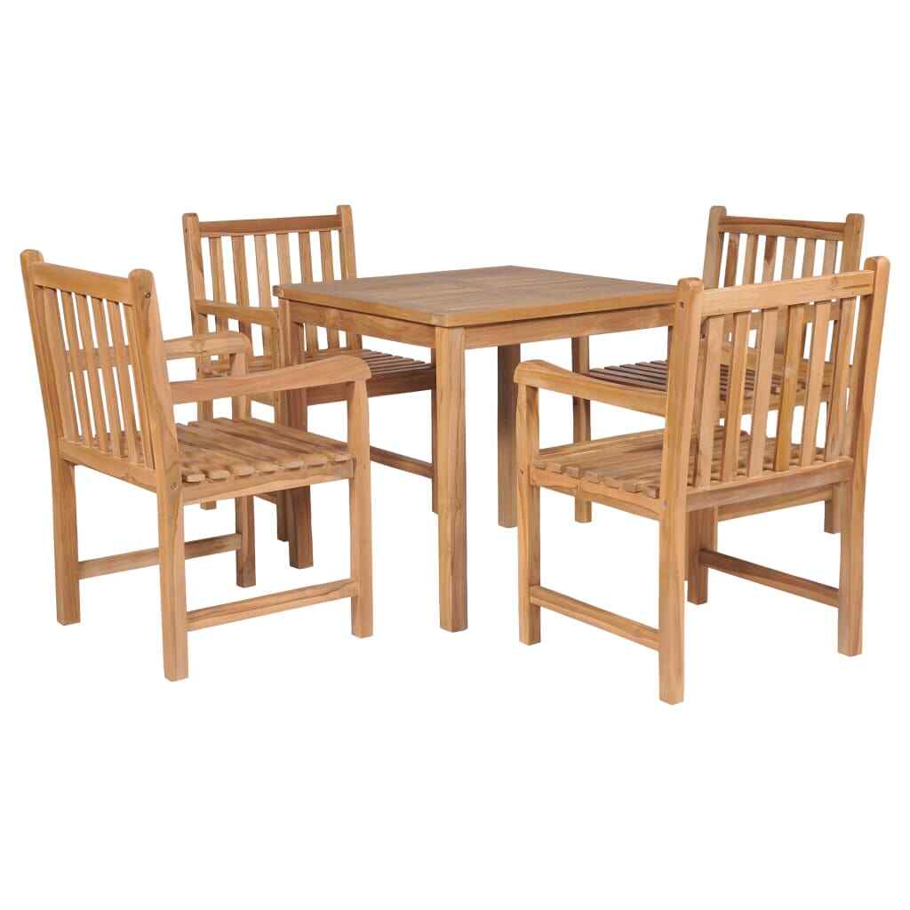vidaXL Bois de Teck Massif Ensemble de Salle à Manger d’Extérieur 5pcs Meubles