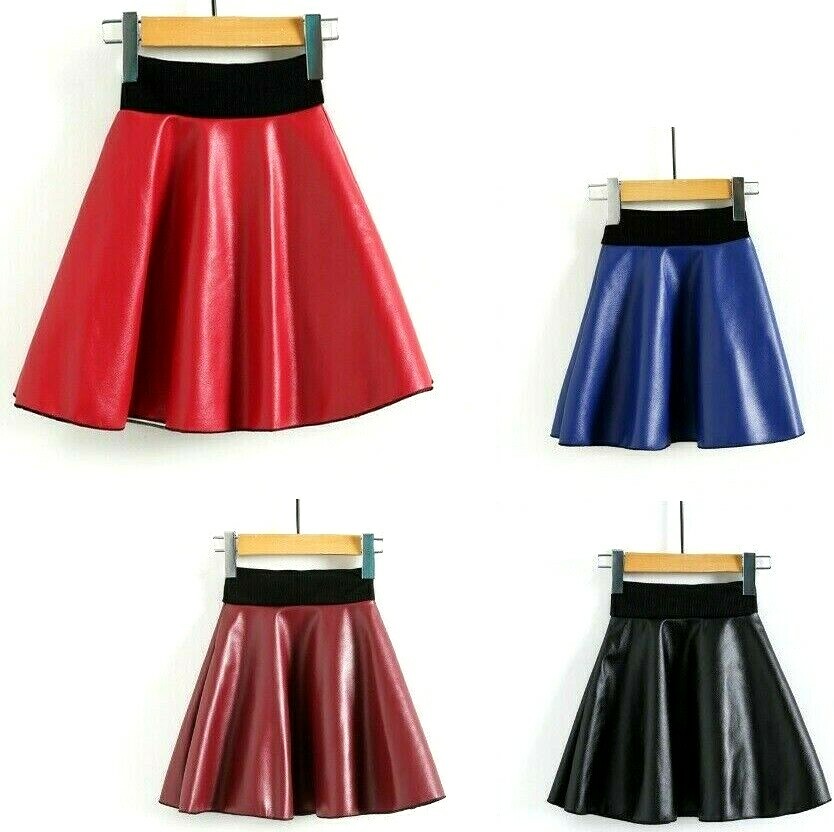 Enfants Jupes Décontracté Mode Simili Cuir Taille Élastique Bébé Girl Tutu Jupon Enfants Jupes Décontracté Mode Simili Cuir Taille Élastique Bébé Girl Tutu Jupon