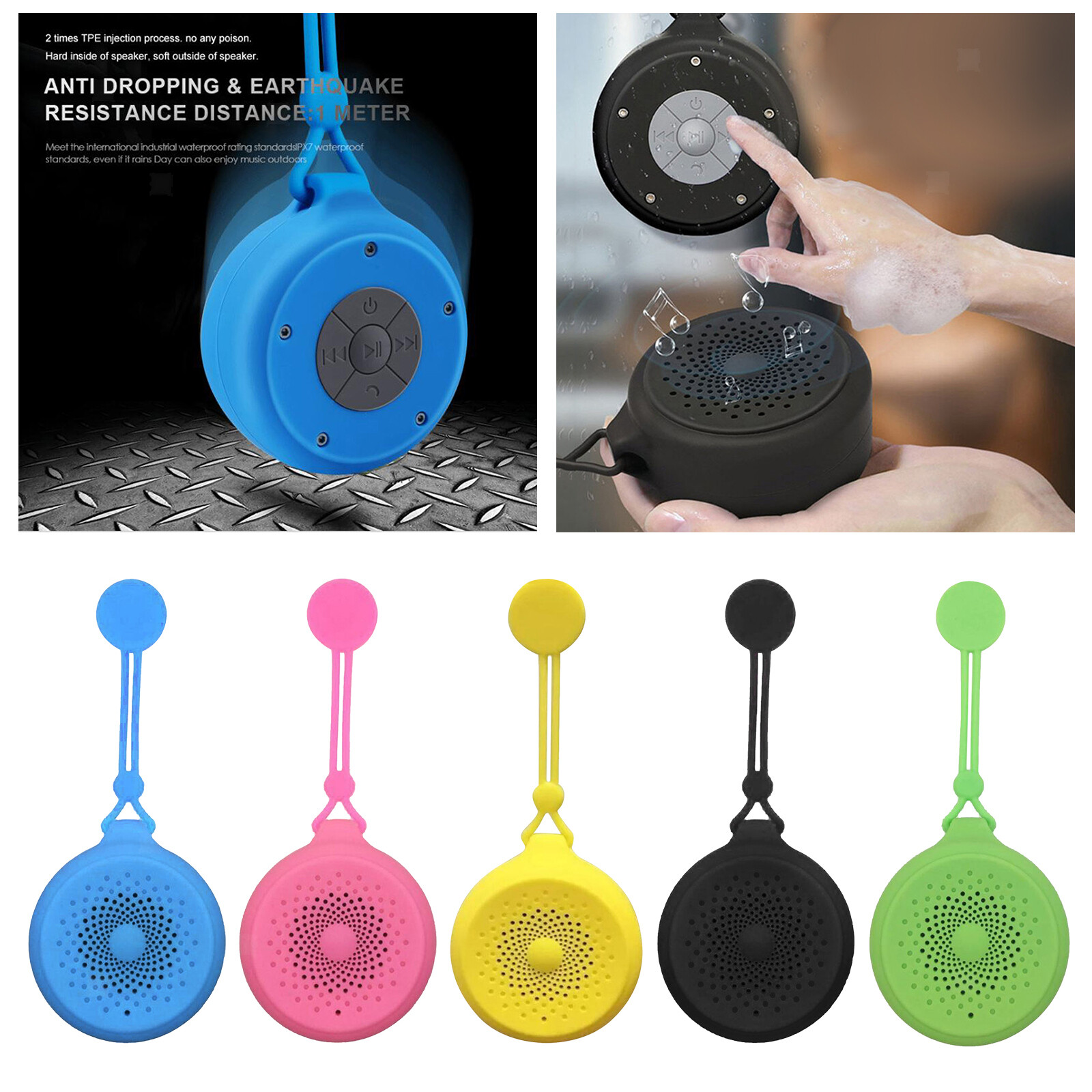 Haut-parleurs de douche Bluetooth étanche sans fil rechargeables USB pour salle