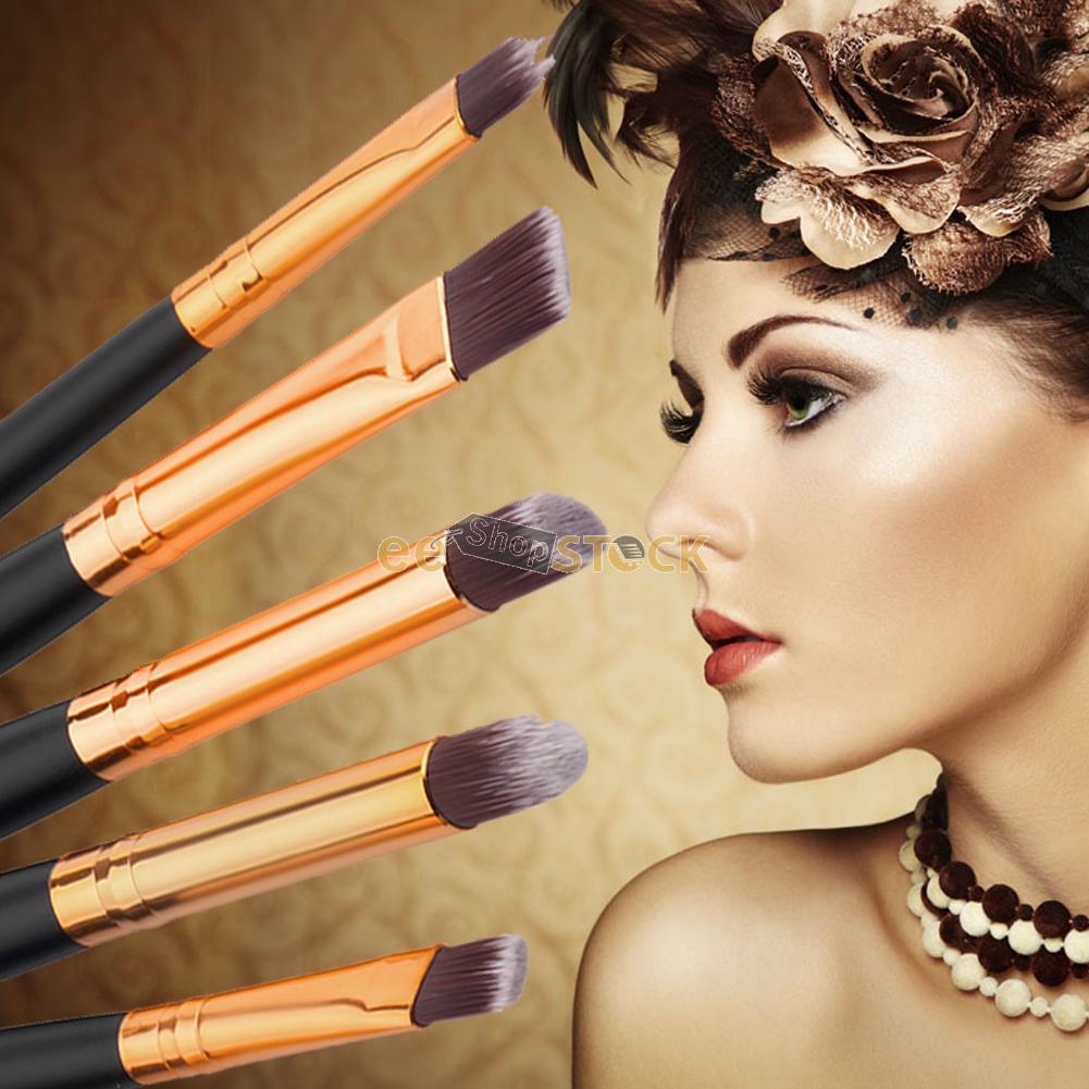 6 Pinceaux Maquillage Cosmétiques Eyeliner Fard À Paupières Ombrages