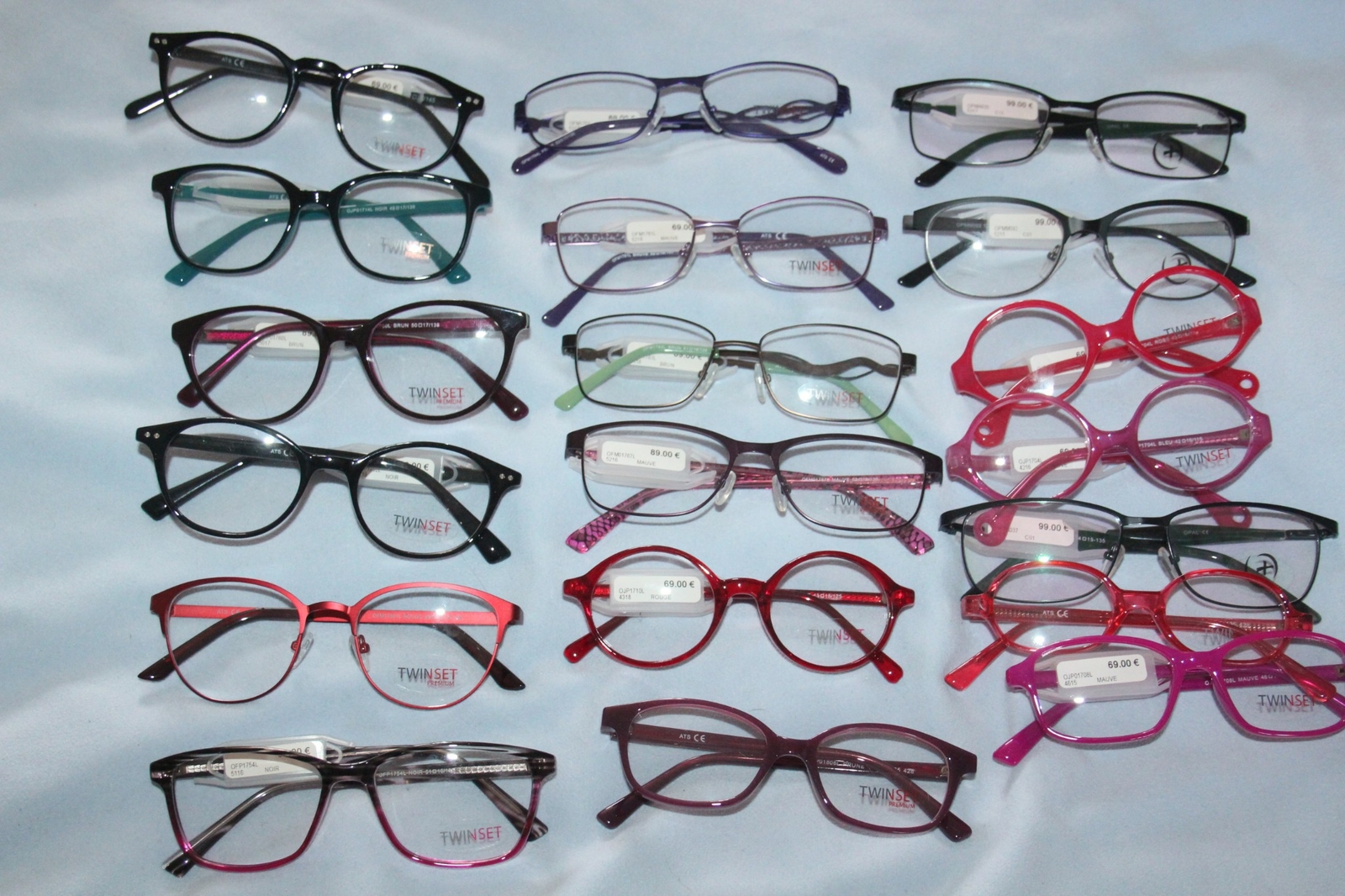 Lot de 19 paires de lunettes Adultes Enfants Monture optique TWIN SET et OWLET + Lot de 19 paires de lunettes Adultes Enfants Monture optique TWIN SET et OWLET +