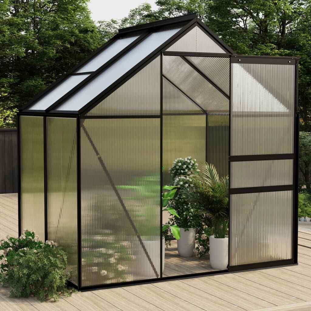 vidaXL Serre Anthracite Aluminium 2,47 m² Abri Plantes Fleurs Jardin Extérieur