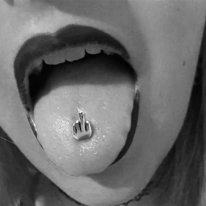 1pc doigt moyen geste langue barbell goujon piercing anneaux bijoux de corps`fr 1pc doigt moyen geste langue barbell goujon piercing anneaux bijoux de corps`fr