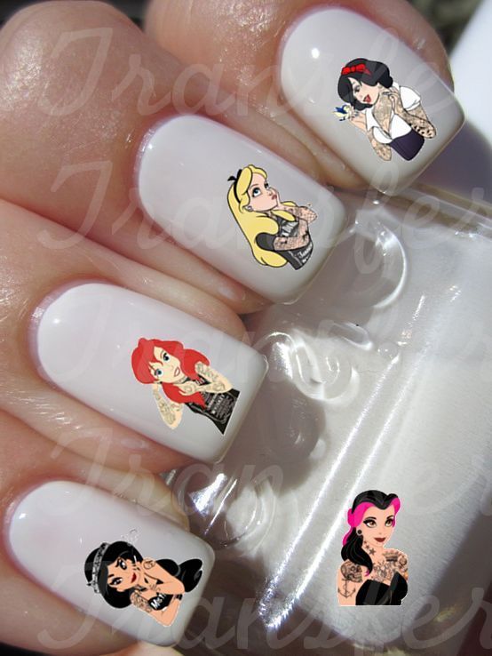 DISNEY PRINCESSES PUNK Autocollant Stickers ongles nail art manucure water decal