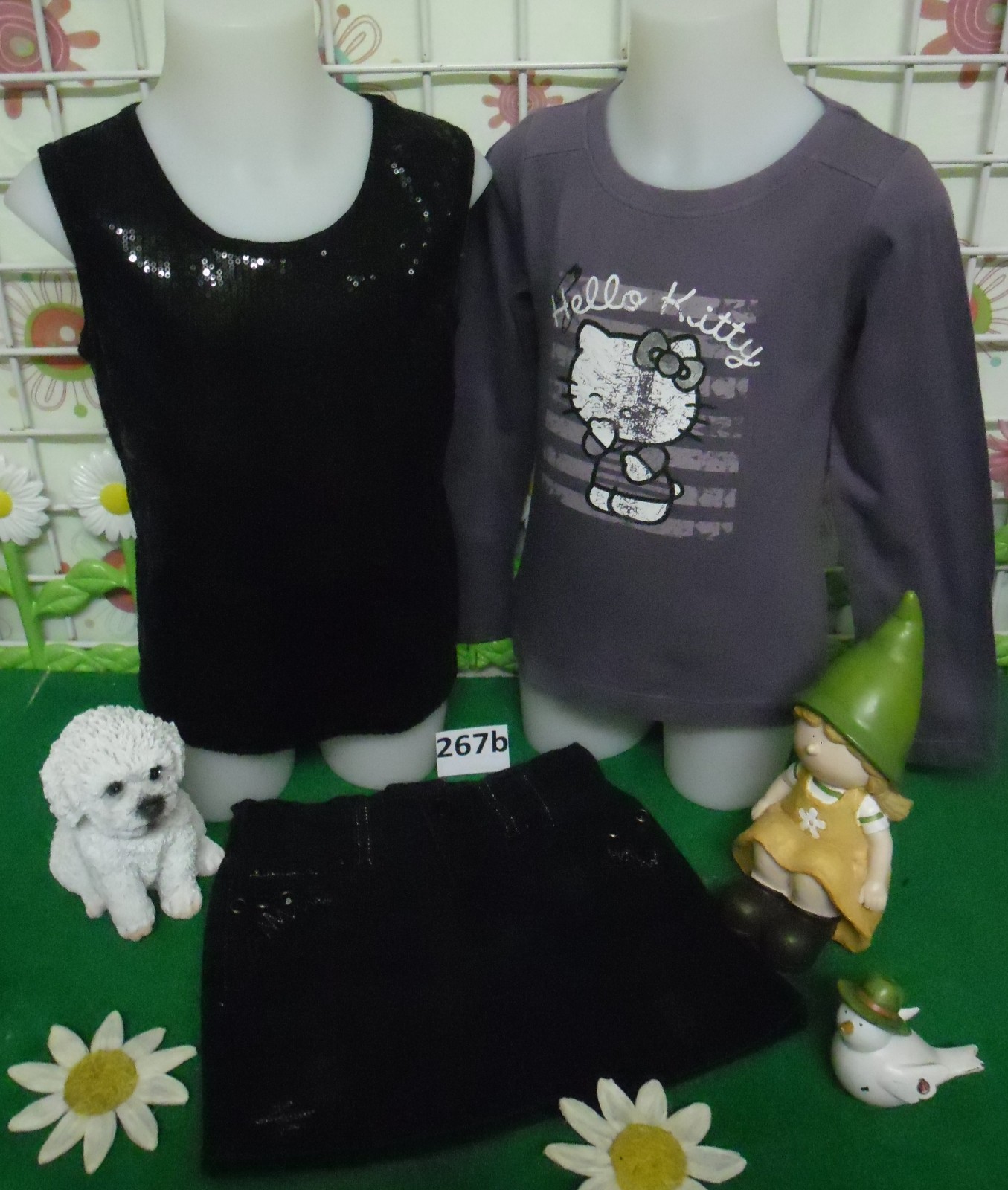 vêtements fille 5 ans,sweat HELLO KITTY,débardeur,jupe jean