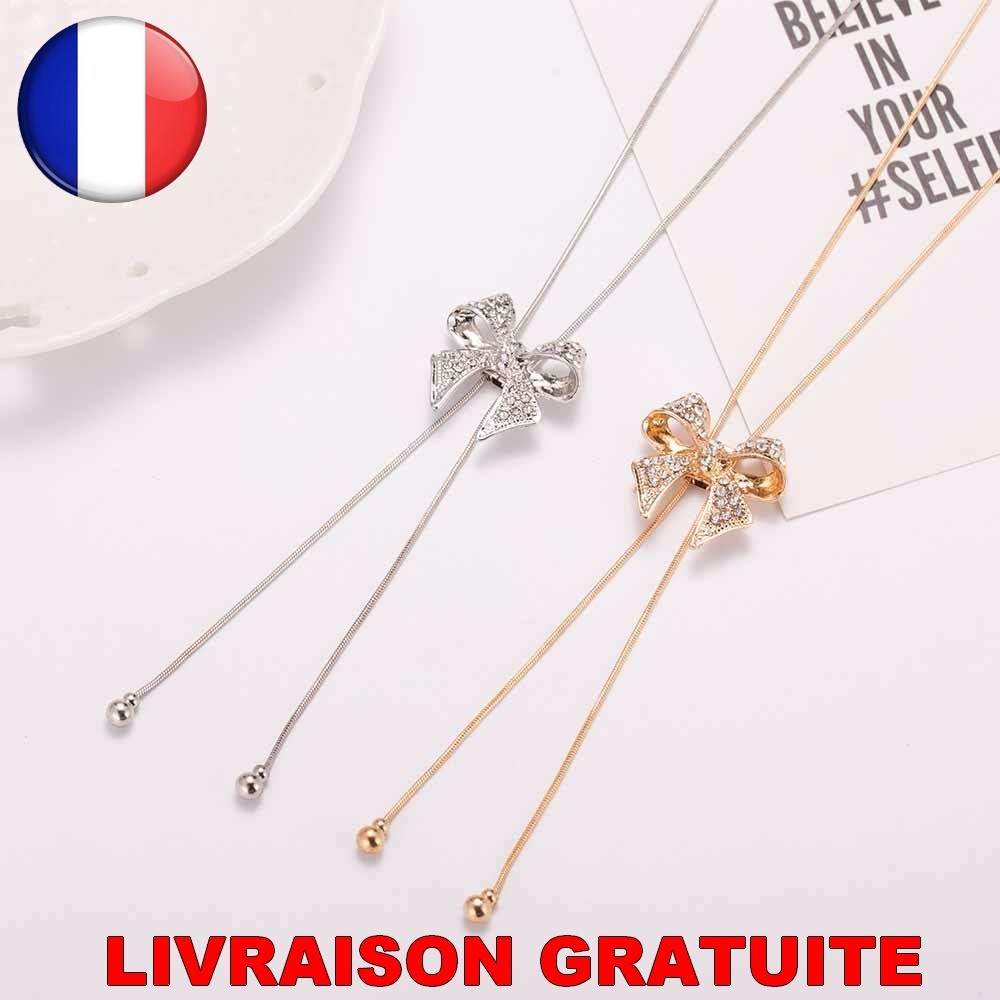 Colliers et Pendentifs Femme Noeud Bijoux Mode Strass Or Argent Cadeau Colliers et Pendentifs Femme Noeud Bijoux Mode Strass Or Argent Cadeau