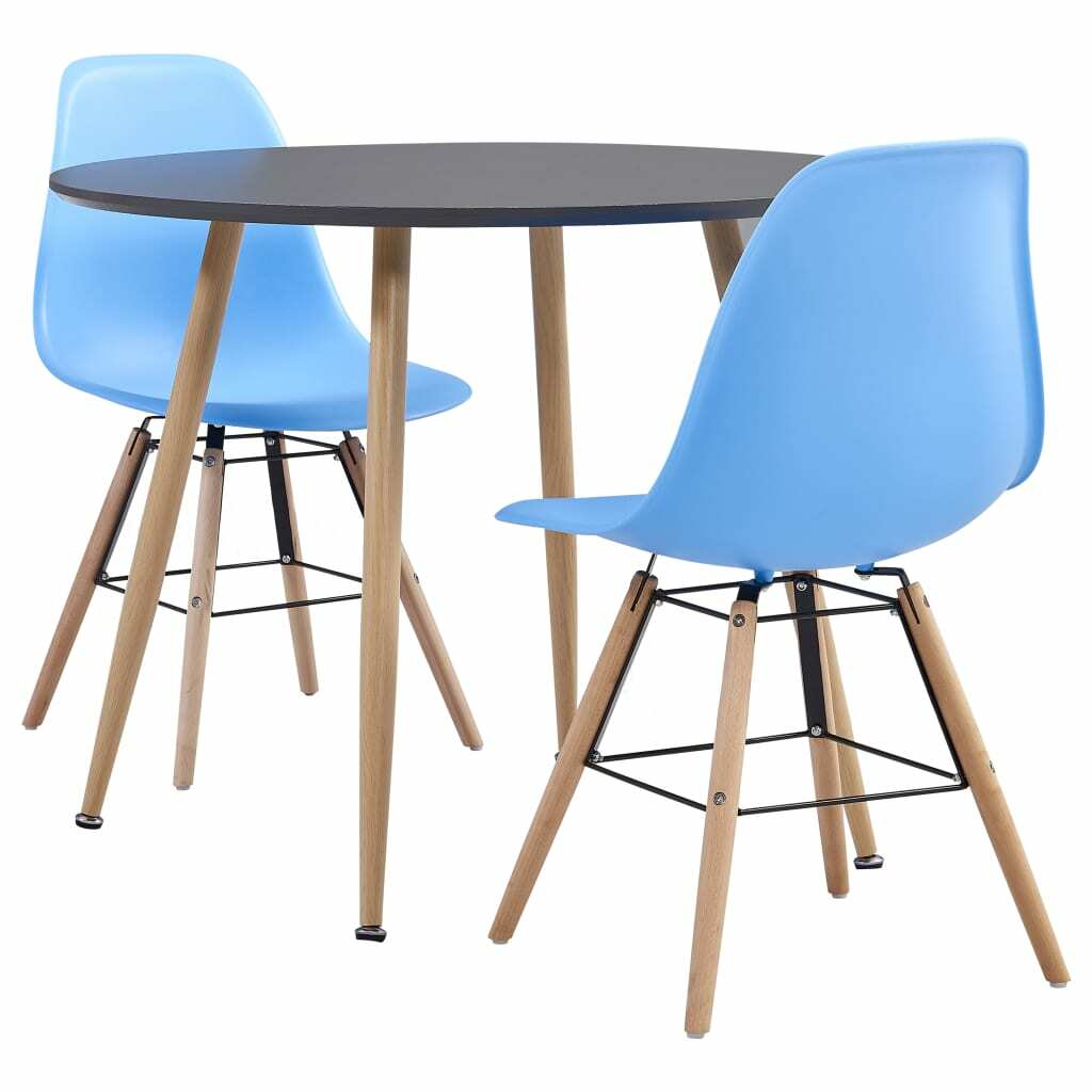 vidaXL Ensemble de Salle à Manger 3 pcs Plastique Bleu Mobilier Cuisine Dîner vidaXL Ensemble de Salle à Manger 3 pcs Plastique Bleu Mobilier Cuisine Dîner