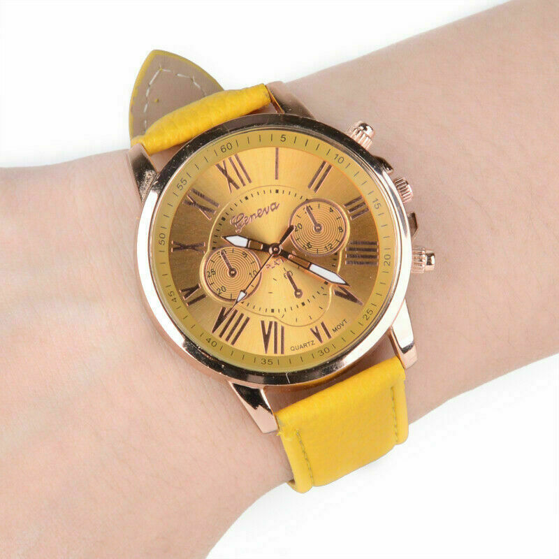 Montre femme Bracelet couleur jaune Quartz étal doré rosé Montre femme Bracelet couleur jaune Quartz étal doré rosé