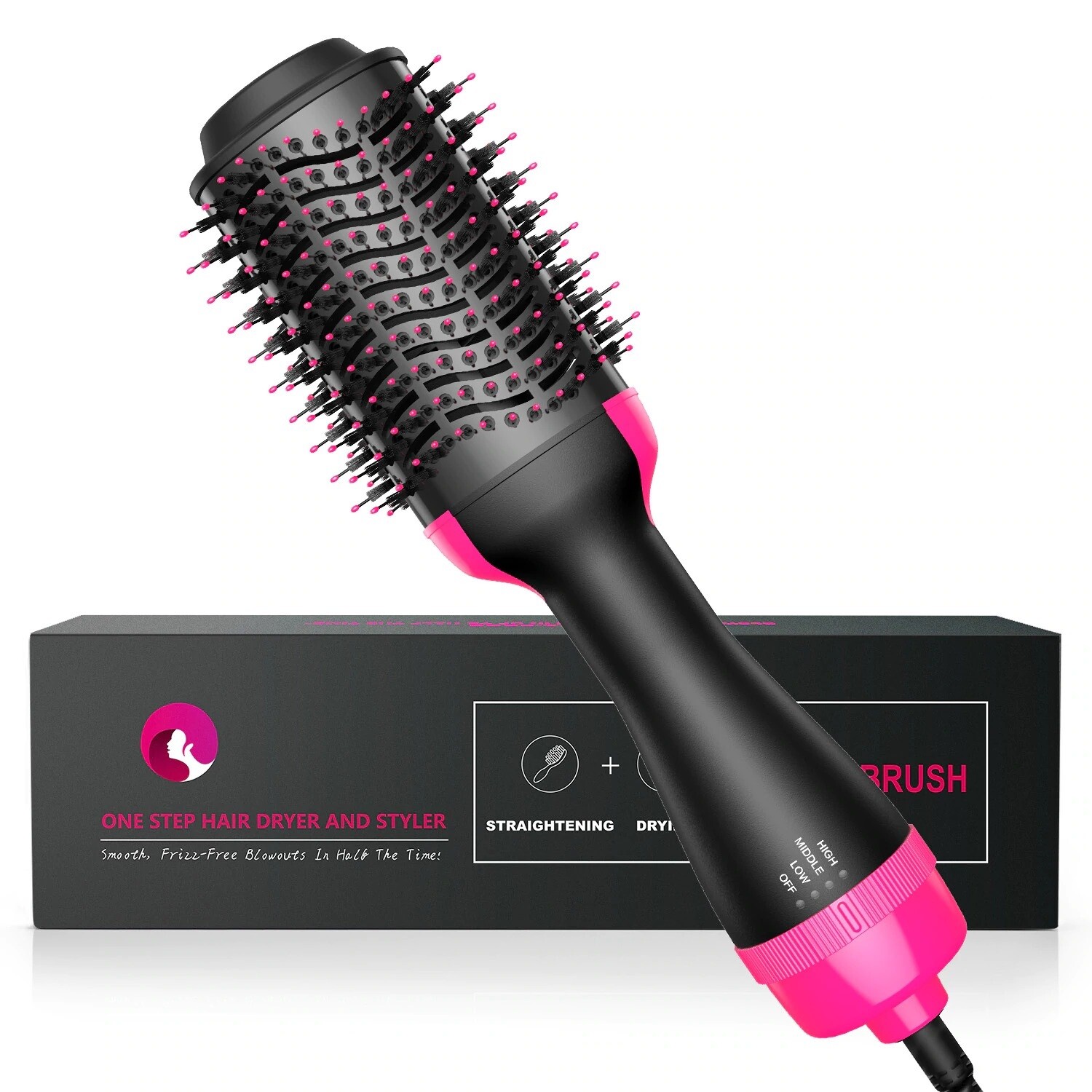 Brosse Sèche-Cheveux Lisseur Chauffant Lissant Friser Soufflant Electrique FR Brosse Sèche-Cheveux Lisseur Chauffant Lissant Friser Soufflant Electrique FR