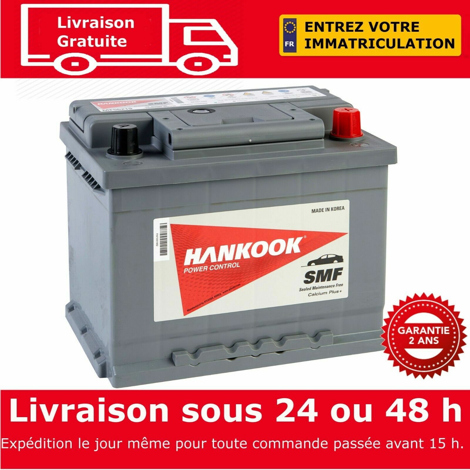 Hankook 56219 Batterie de Démarrage Pour Voiture 12V 62Ah – 242 x 174 x 190mm Hankook 56219 Batterie de Démarrage Pour Voiture 12V 62Ah – 242 x 174 x 190mm