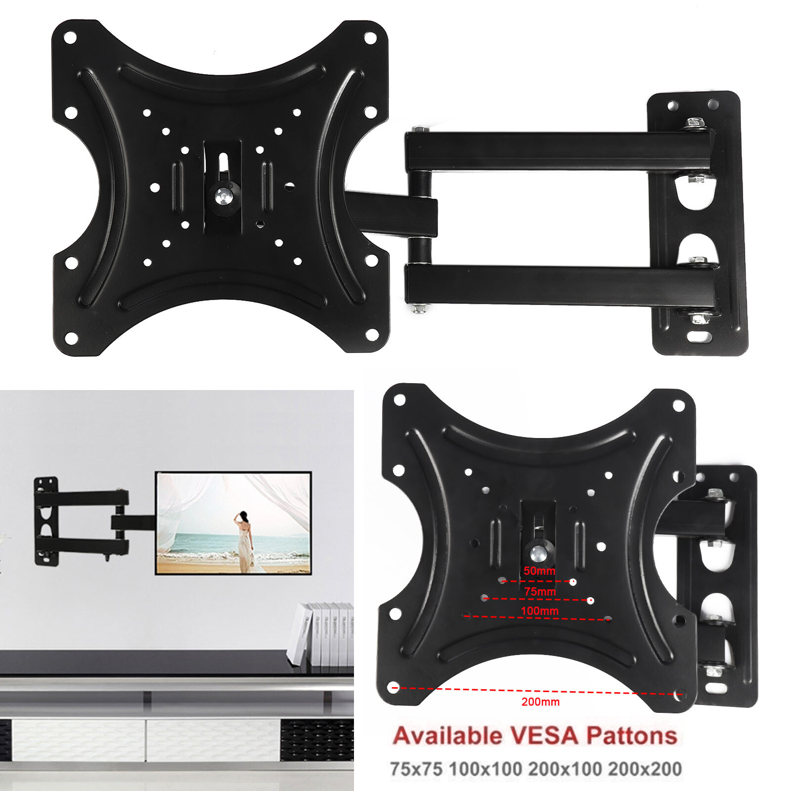Parfait Support Mural TV Muraux Pivotant et inclinable orientable 10″ – 42″ FR