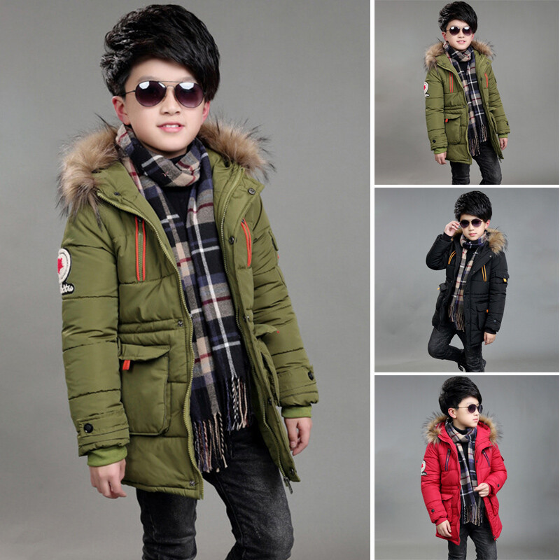 Neuf Enfants Garçons Mode Manteau Capuche Parka Matelassé Patin Léger