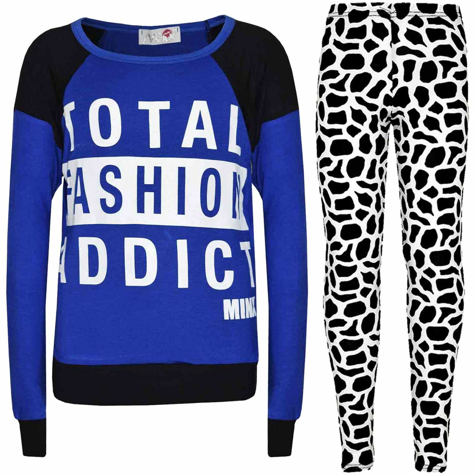 Enfants Filles Total Mode Addict Imprimé Royal Haut Mode & Trendy Leggings Set