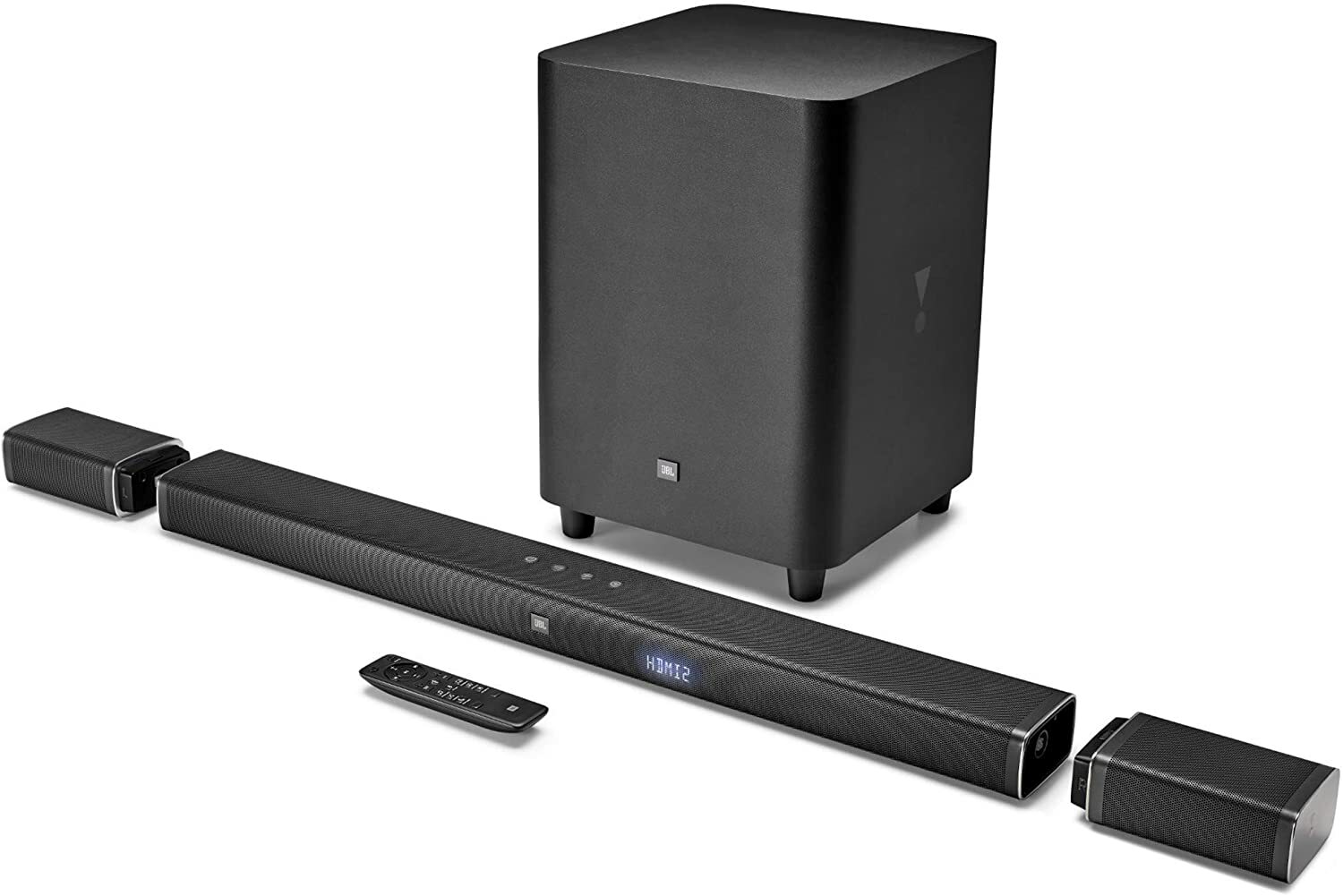 JBL Bar 5.1 4K Ultra HD-Soundbar mit kabellosen Surround-Lautsprechern – Schwarz JBL Bar 5.1 4K Ultra HD-Soundbar mit kabellosen Surround-Lautsprechern – Schwarz