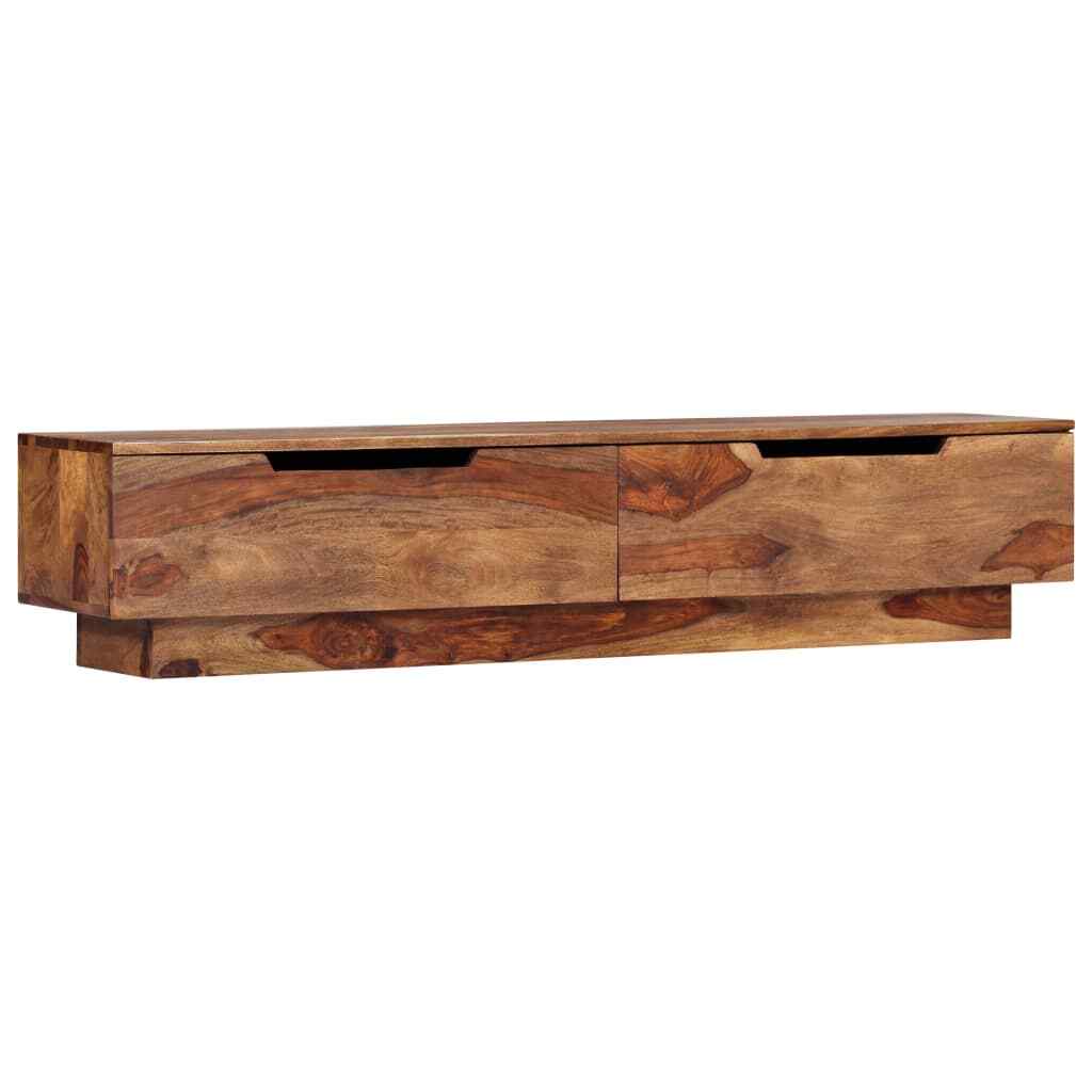 vidaXL Bois de Sesham Massif Meuble TV Armoire Basse Salon Stéréo Multimédia