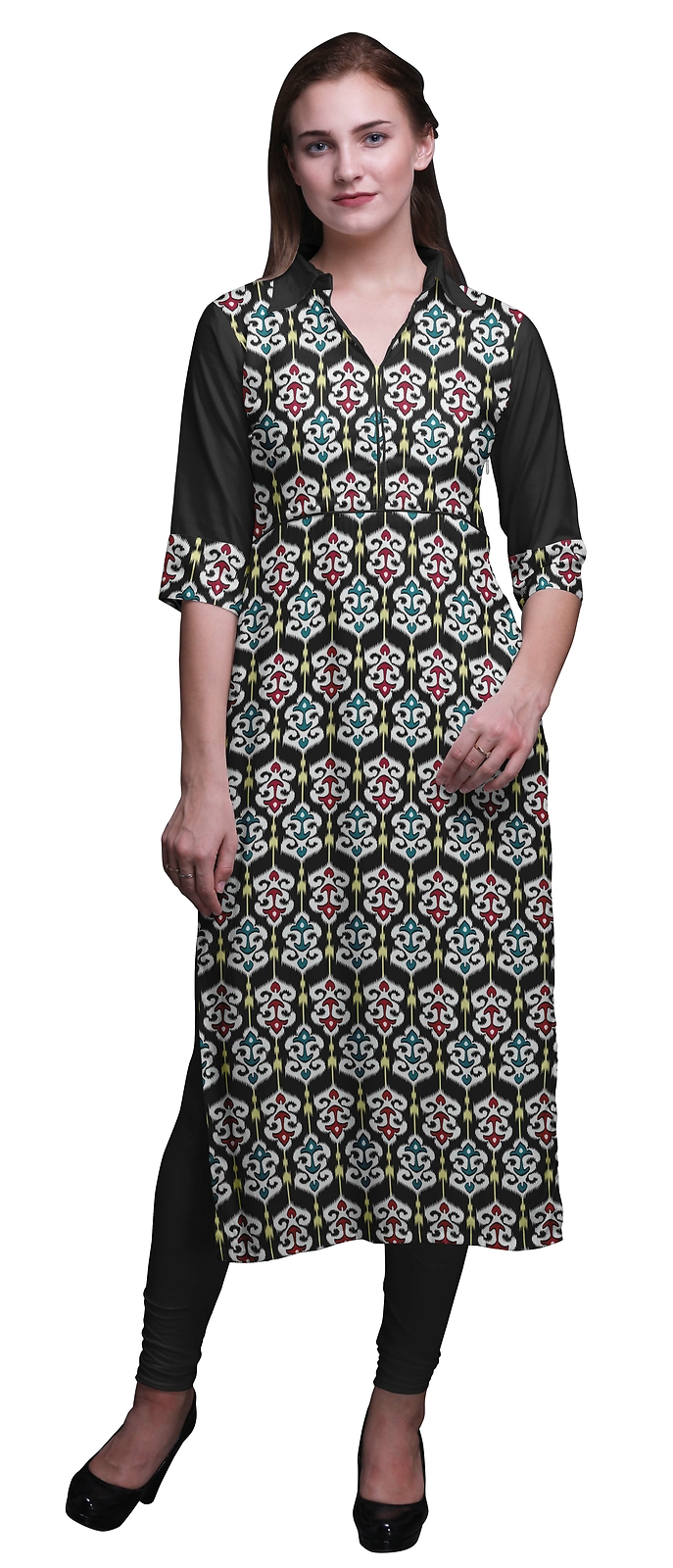 Bimba Robes tuniques droites pour les femmes vêtements indiens imprimés-IK-4C Bimba Robes tuniques droites pour les femmes vêtements indiens imprimés-IK-4C