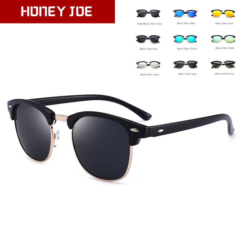 Lunettes de soleil demi-jantes pour hommes rétro vintage pour femmes UV400