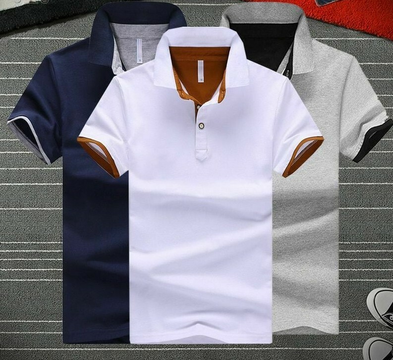 Vêtements Maillots Été Col Montant pour Hommes Polo Manches Courtes Coton Haut