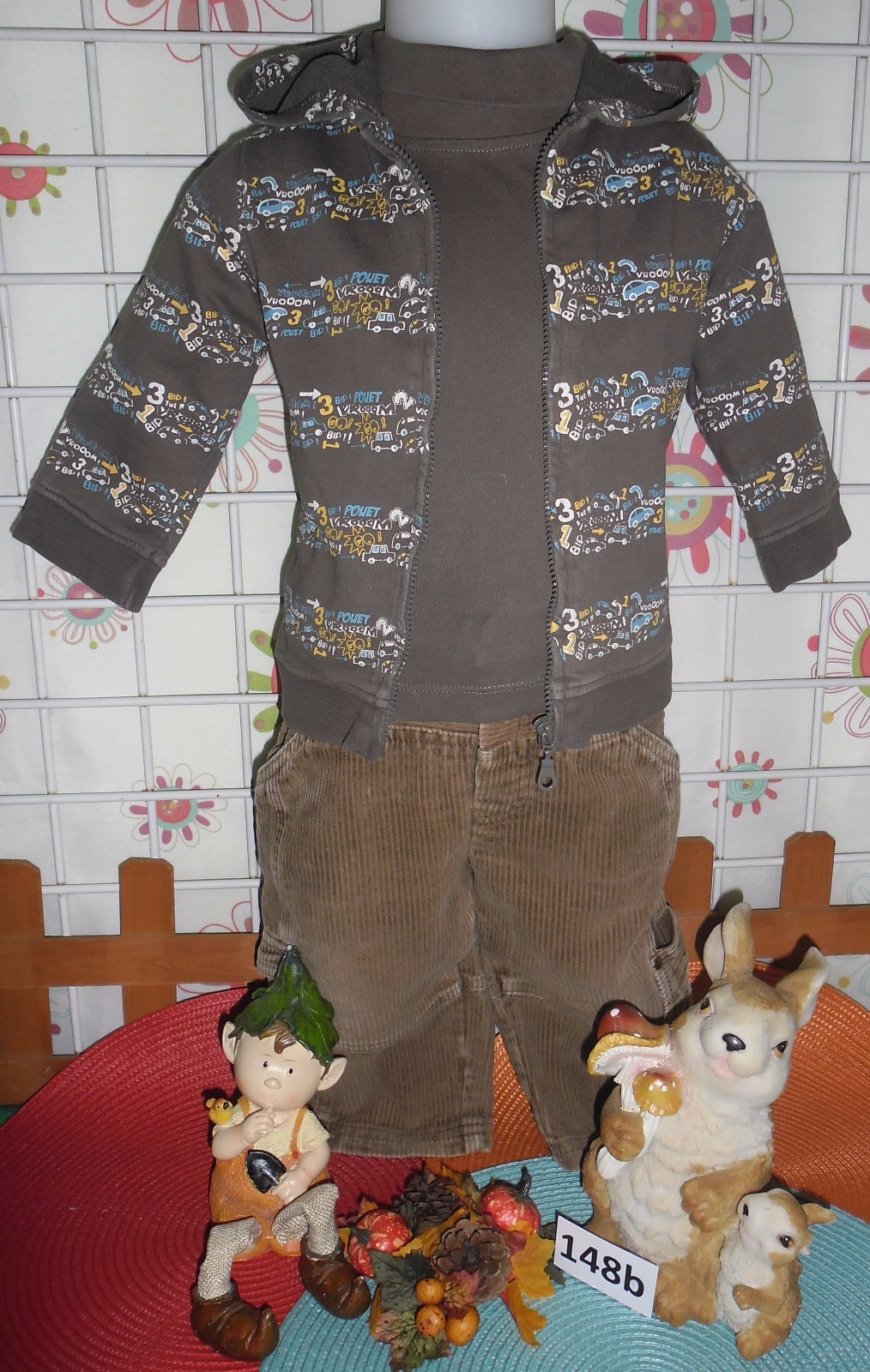 vêtements garçon 18 mois,pantalon velours,sous-pull,gilet