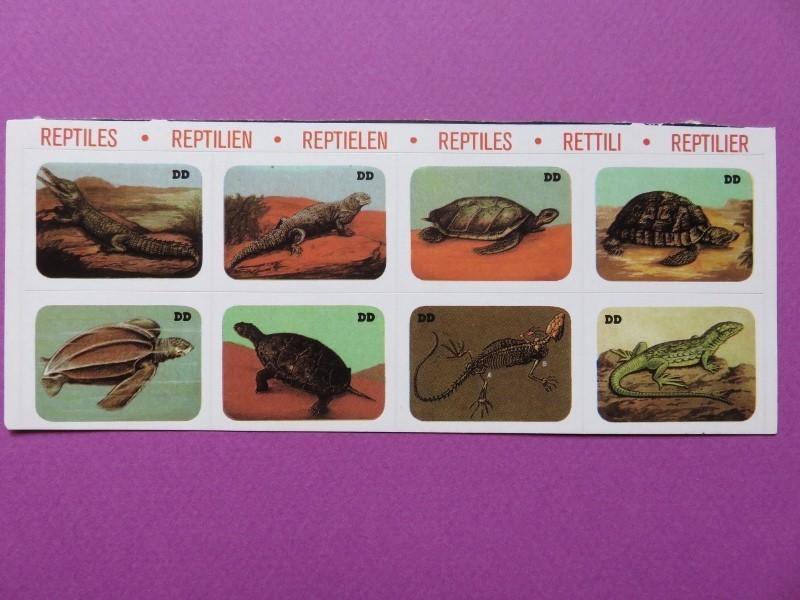 109 – Ancienne planche sticker/autocollants Reptiles – Traduction 6 langues