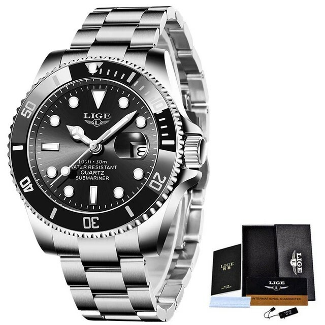 Montre homme LIGE montre pour hommes en acier inoxydable. Montre homme LIGE montre pour hommes en acier inoxydable.
