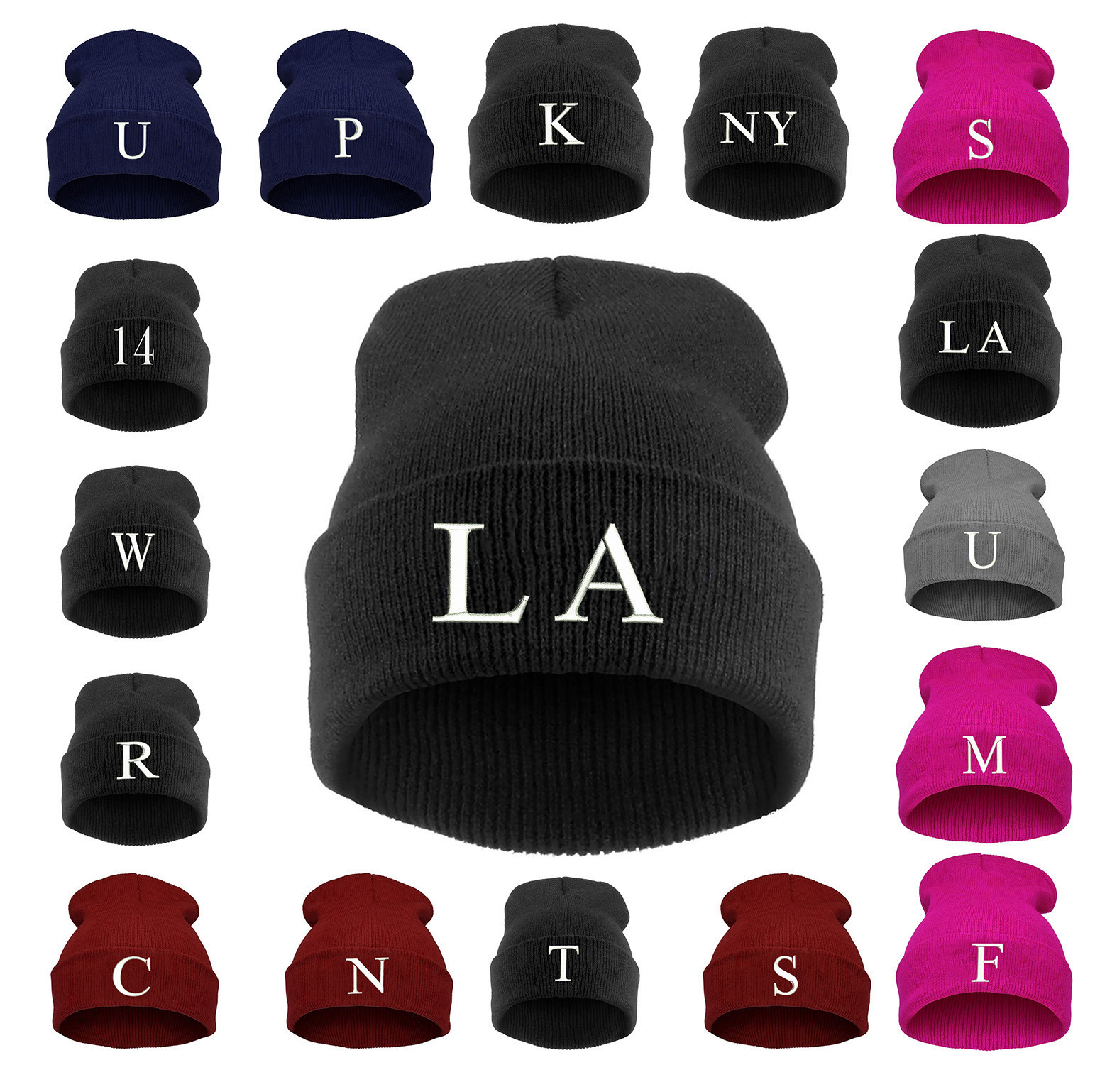 Bonnet Hommes Femmes Tricot Laine Hiver Slouch Surdimensionné Casquette A-Z Ny Bonnet Hommes Femmes Tricot Laine Hiver Slouch Surdimensionné Casquette A-Z Ny