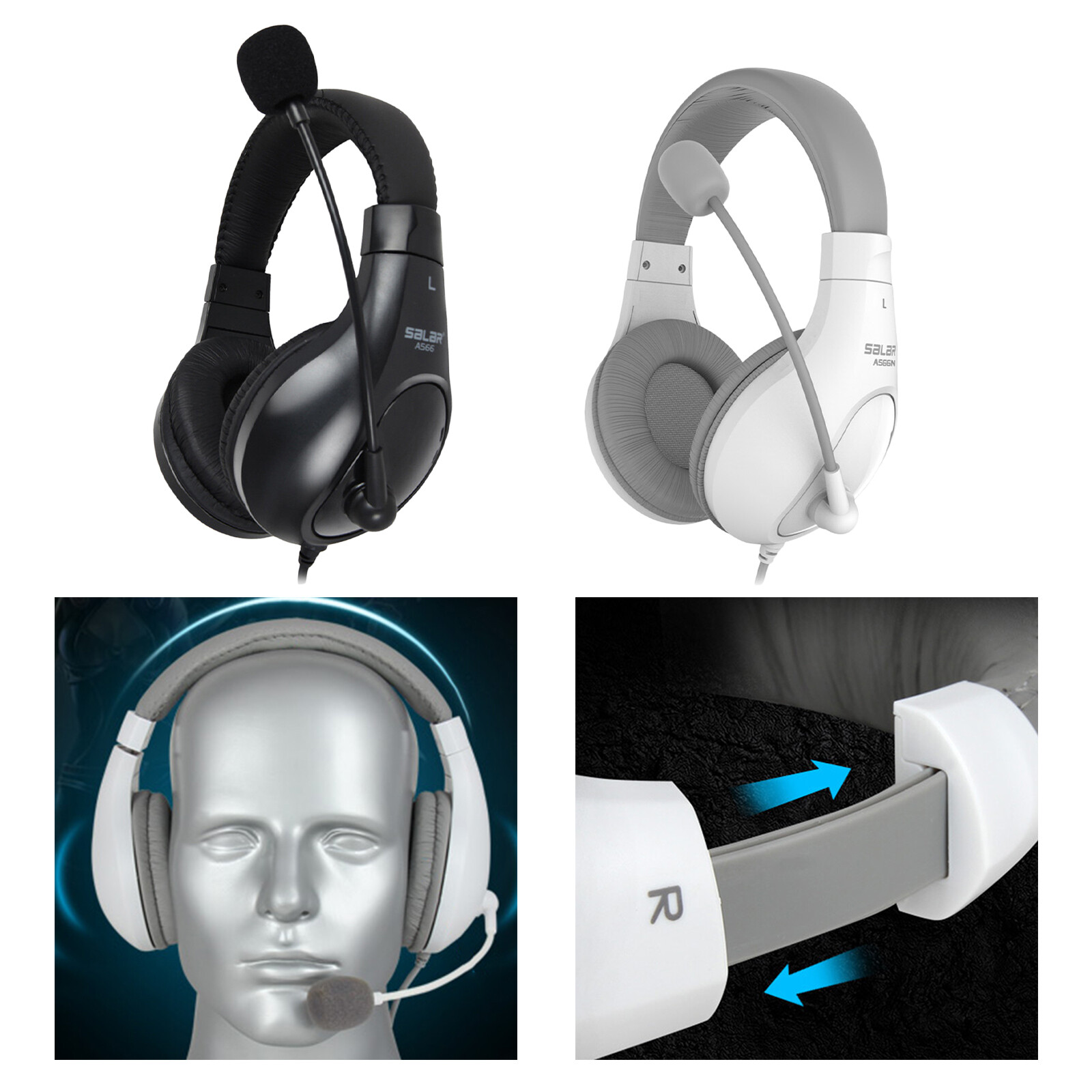 Casque Filaire avec Micro, Écouteurs pour PC, Tablette, Jeux Vidéo Casque Filaire avec Micro, Écouteurs pour PC, Tablette, Jeux Vidéo