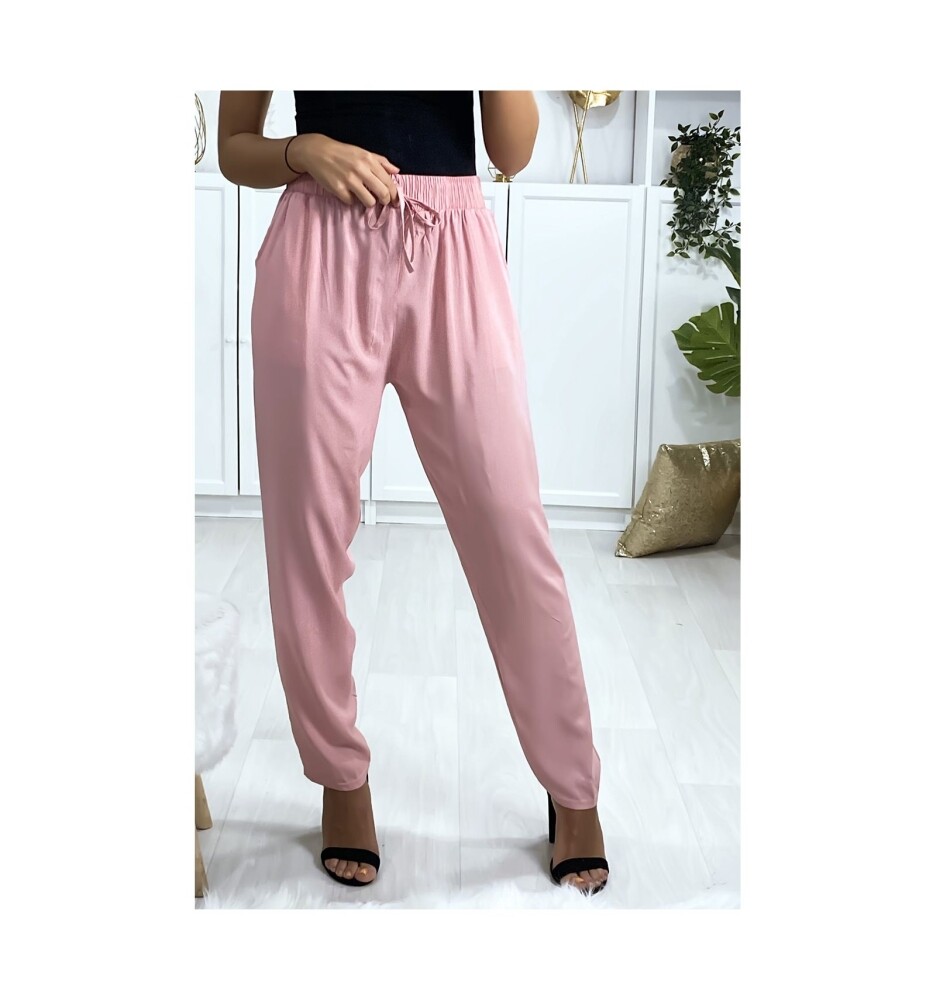 Pantalon Coton Poches Cordon Taille Accessoire Vêtement Tendance Mode Femmes