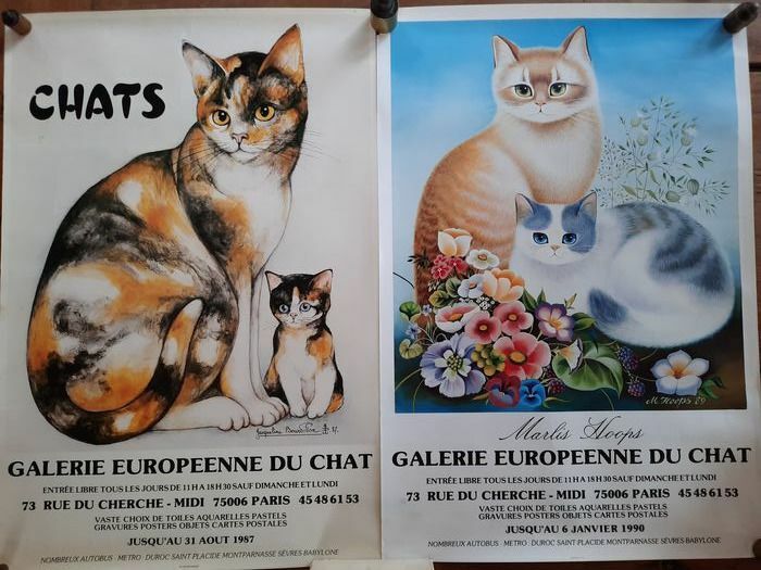 2 Affiches Galerie Européenne du Chat Hoops et Bourbillon 2 Affiches Galerie Européenne du Chat Hoops et Bourbillon