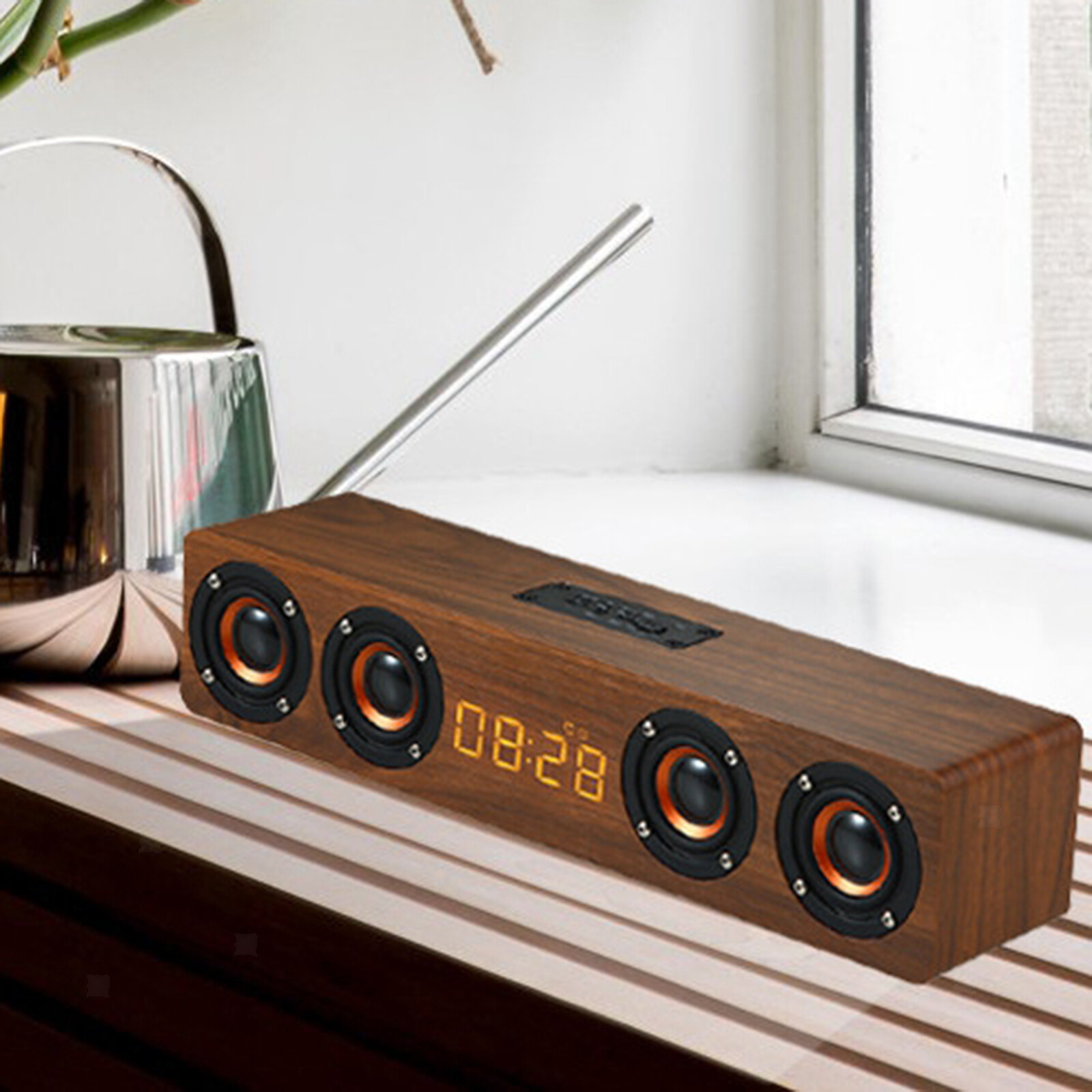 Sans fil En Bois Barre De Son Rétro Long Bar 4 Haut-parleurs Bass Sans fil En Bois Barre De Son Rétro Long Bar 4 Haut-parleurs Bass