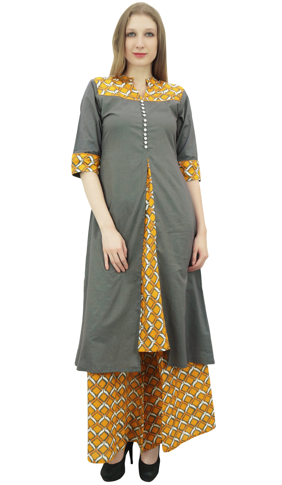 Vêtements Pour Femmes Indiennes Phagun Gris A-Ligne Kurti Kurta Robe Palazzo Vêtements Pour Femmes Indiennes Phagun Gris A-Ligne Kurti Kurta Robe Palazzo