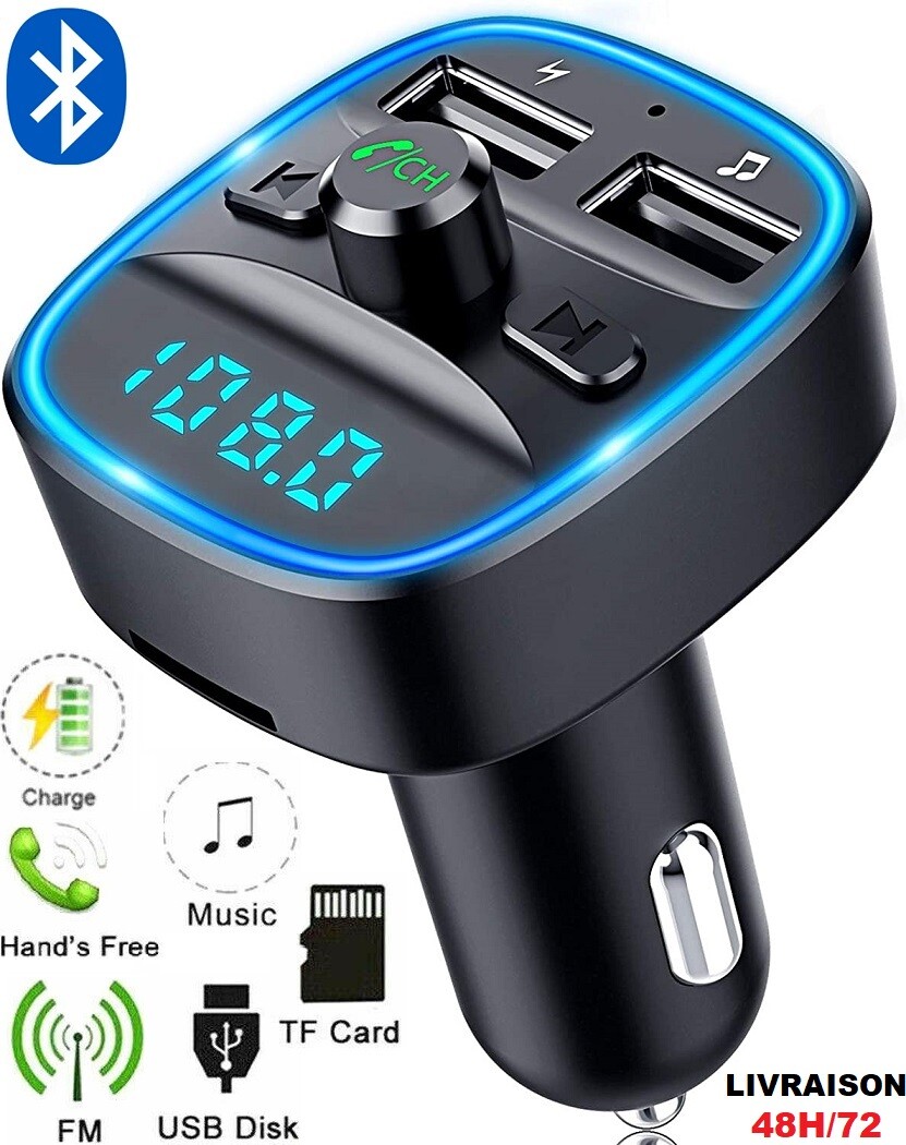 Transmetteur FM sans fil Bluetooth 5.0 Adaptateur MP3 Kit voiture Chargeur USB Transmetteur FM sans fil Bluetooth 5.0 Adaptateur MP3 Kit voiture Chargeur USB