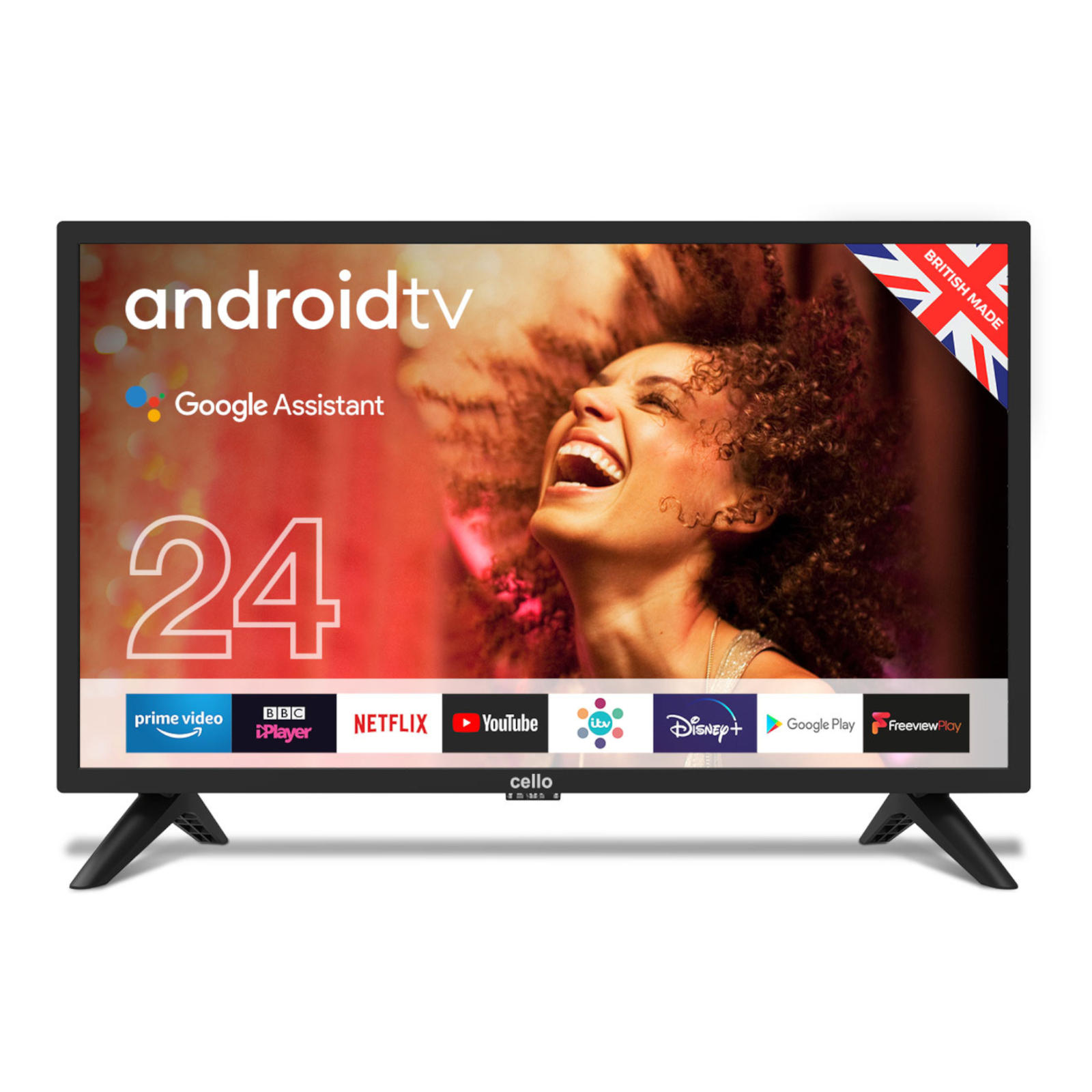 Cello 24″ Inch HD Ready LED Smart Android TV with Google Assistant and Freeview