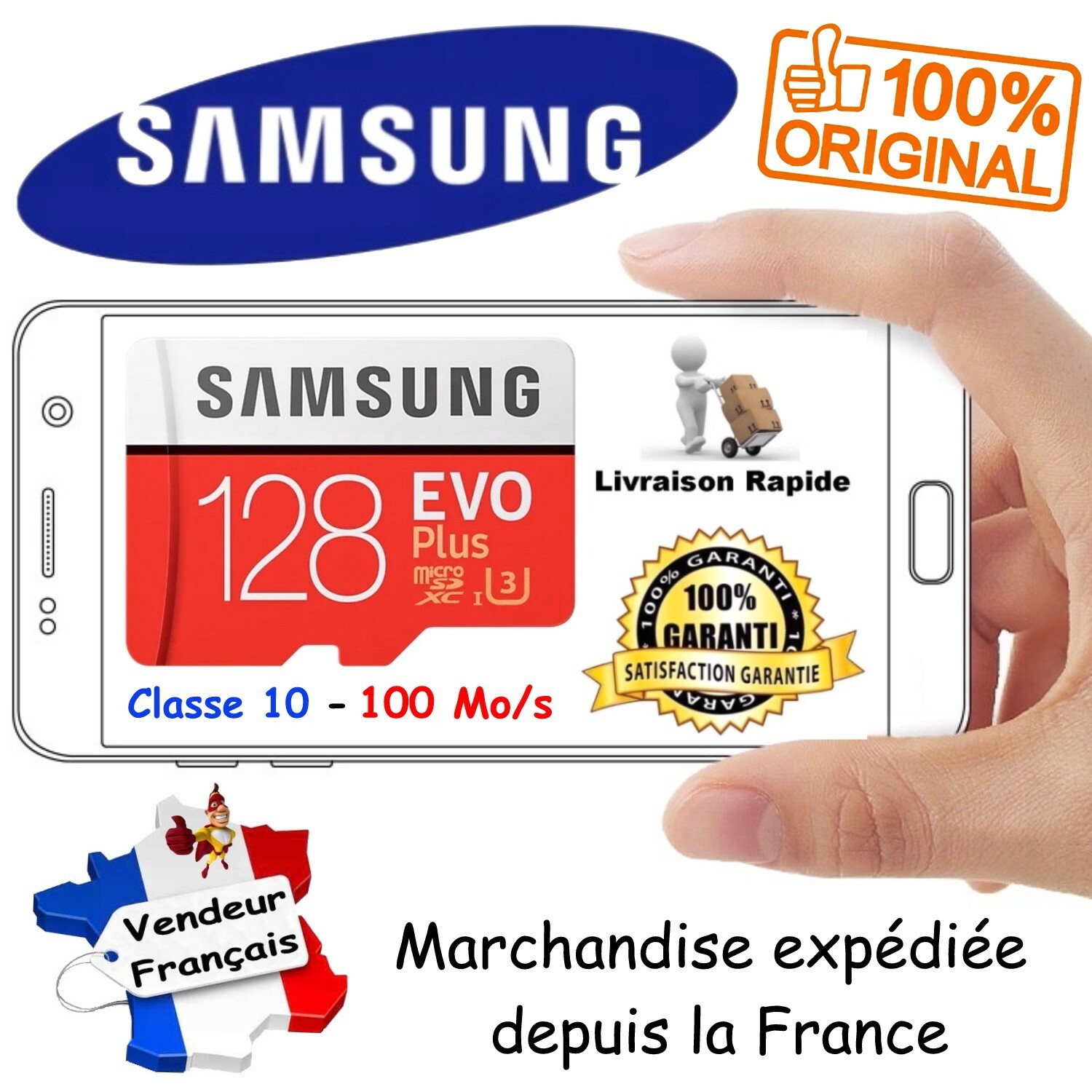 SAMSUNG Carte Mémoire MicroSD 128 Go Evo Plus 2020 UHS-I U3 CLASSE 10 Adaptateur SAMSUNG Carte Mémoire MicroSD 128 Go Evo Plus 2020 UHS-I U3 CLASSE 10 Adaptateur