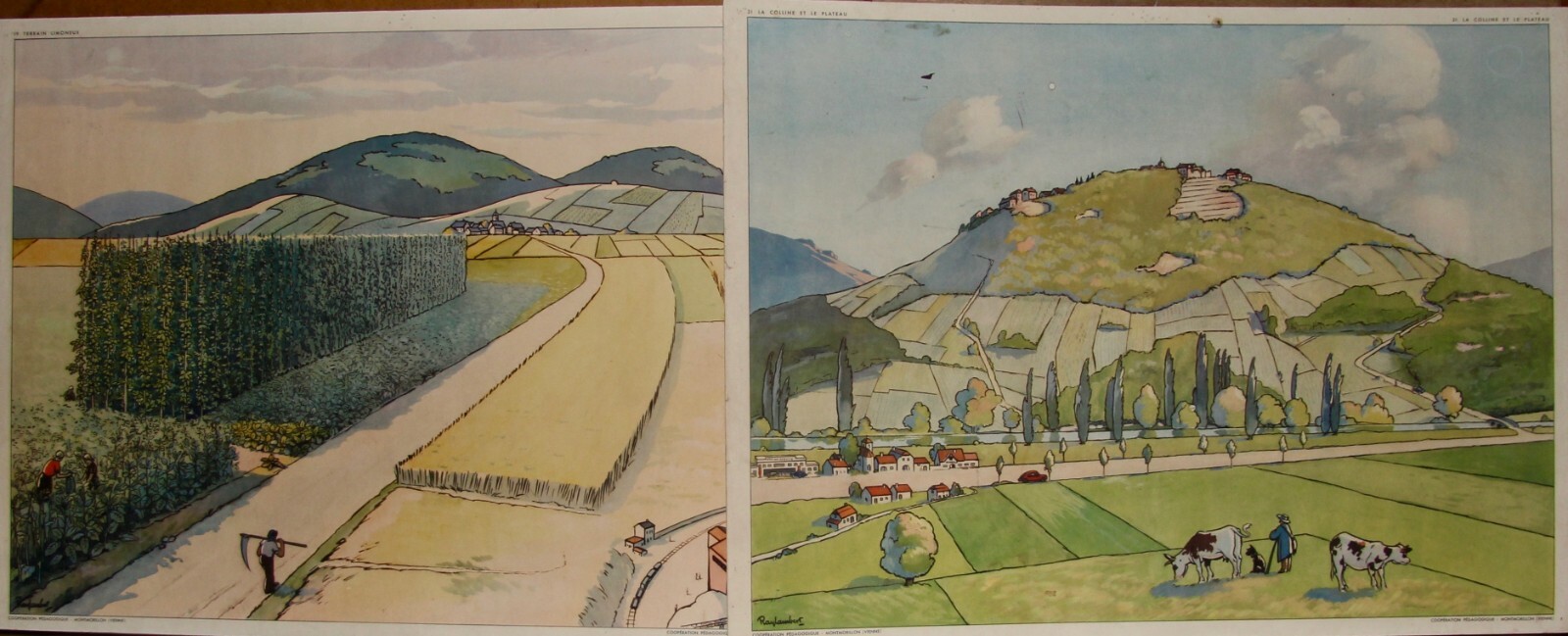 lot de 2 affiches scolaires Rossignol géographie terrain limoneux la colline lot de 2 affiches scolaires Rossignol géographie terrain limoneux la colline