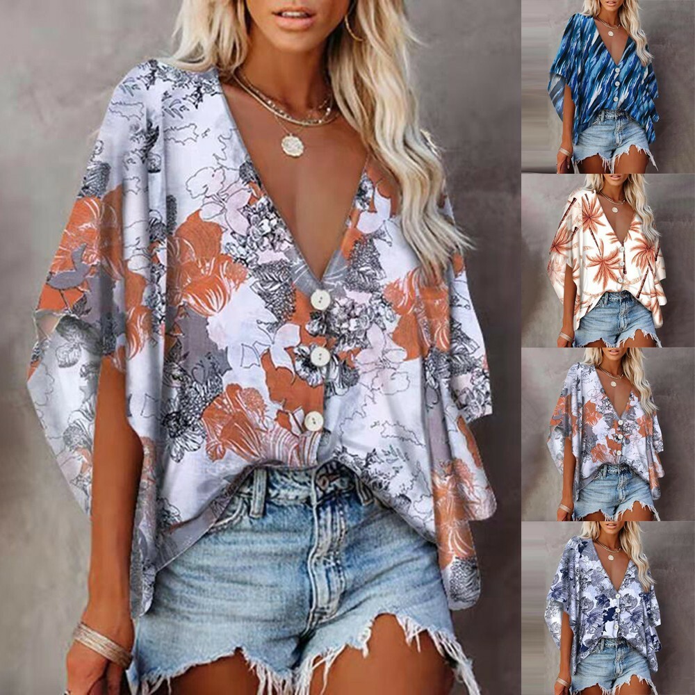 1 Pièce Chemise Femmes Vêtements pour Druckoberteile Knopfbluse Confortables
