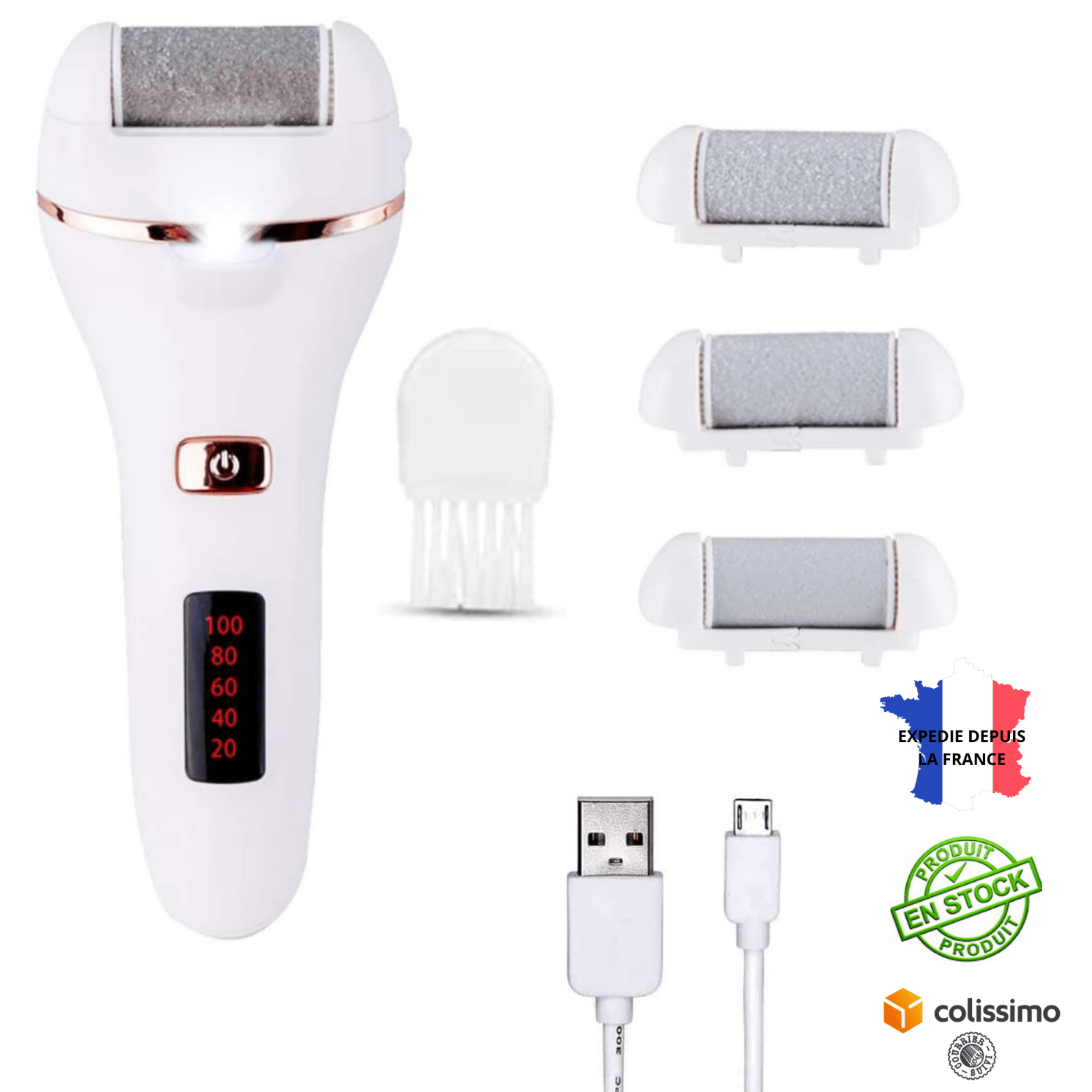 Râpe Ponceuse Pieds Electrique Anti-callosité Pédicure Lime Corne Rechargeable