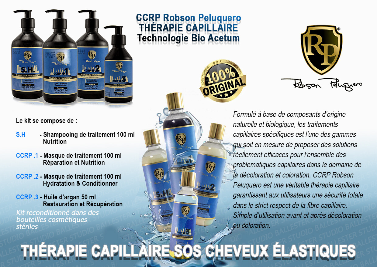 CCRP Robson Peluquero THÉRAPIE CAPILLAIRE SOS CHEVEUX ÉLASTIQUES kit 100 ml x 3 CCRP Robson Peluquero THÉRAPIE CAPILLAIRE SOS CHEVEUX ÉLASTIQUES kit 100 ml x 3
