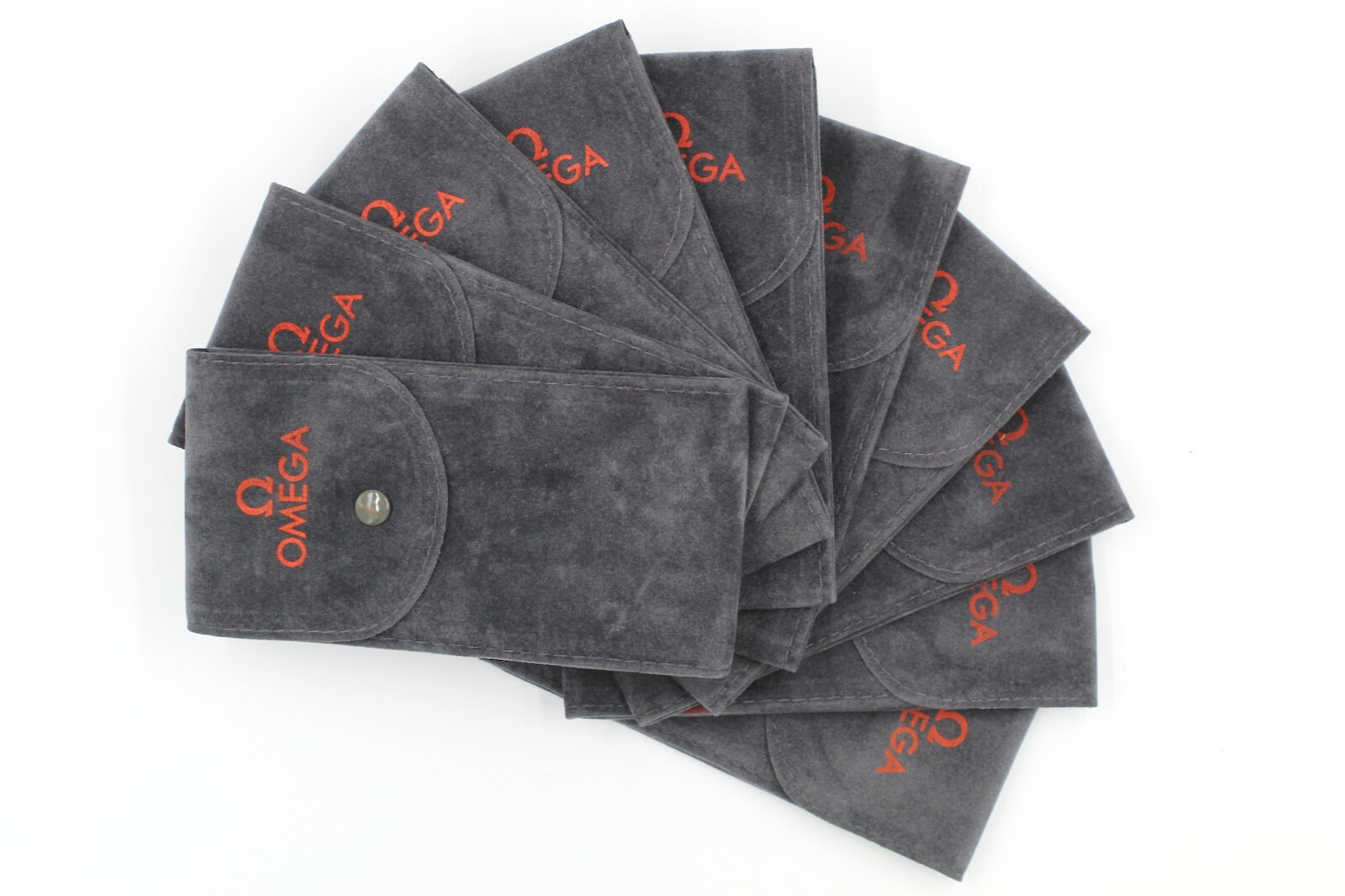 10 Pochette OMEGA Grises Tissu Floqué Promotion Impression Logo A Chaud Orange